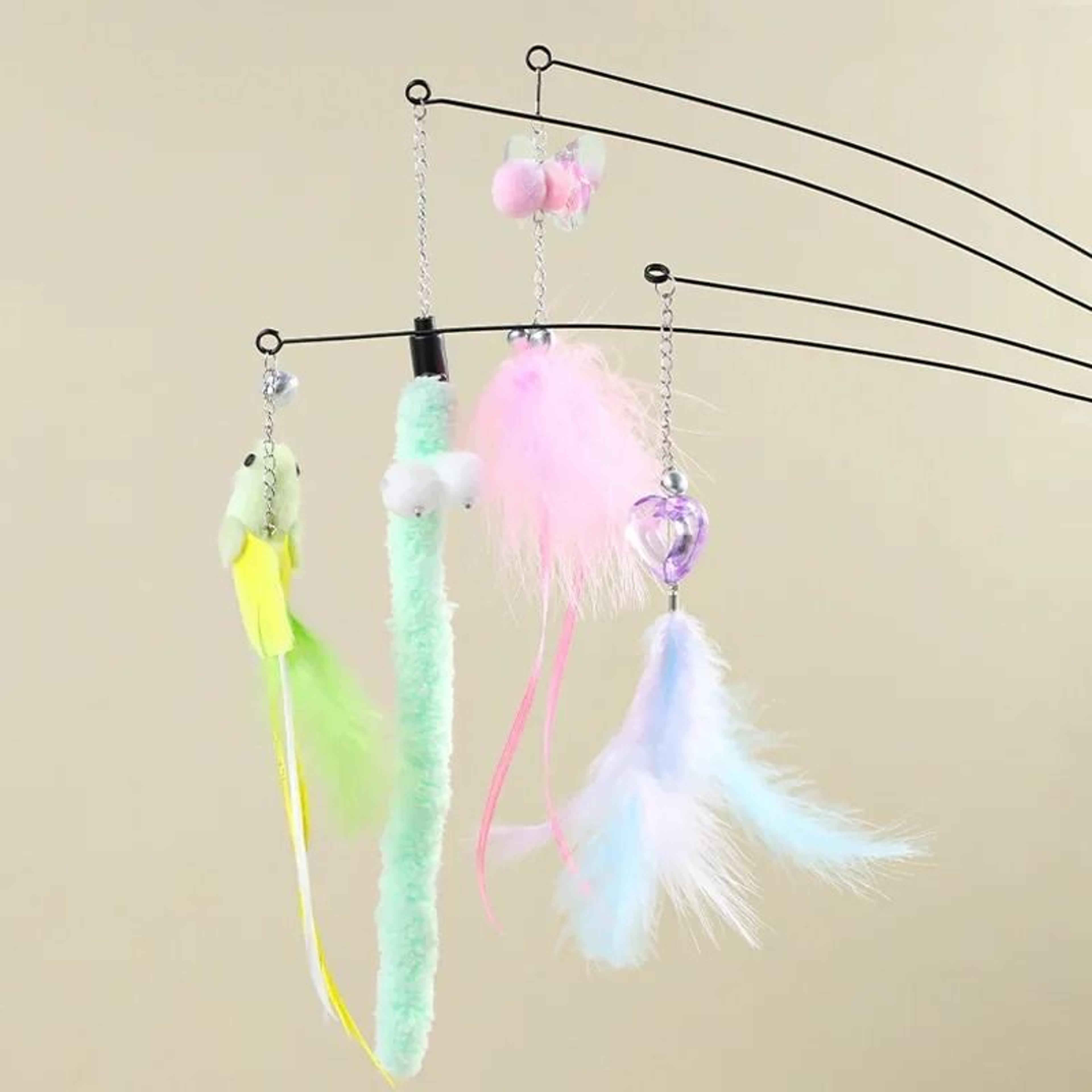 Telescopic Interactive Simulation Bird And Feather Cat Teaser Wand 3