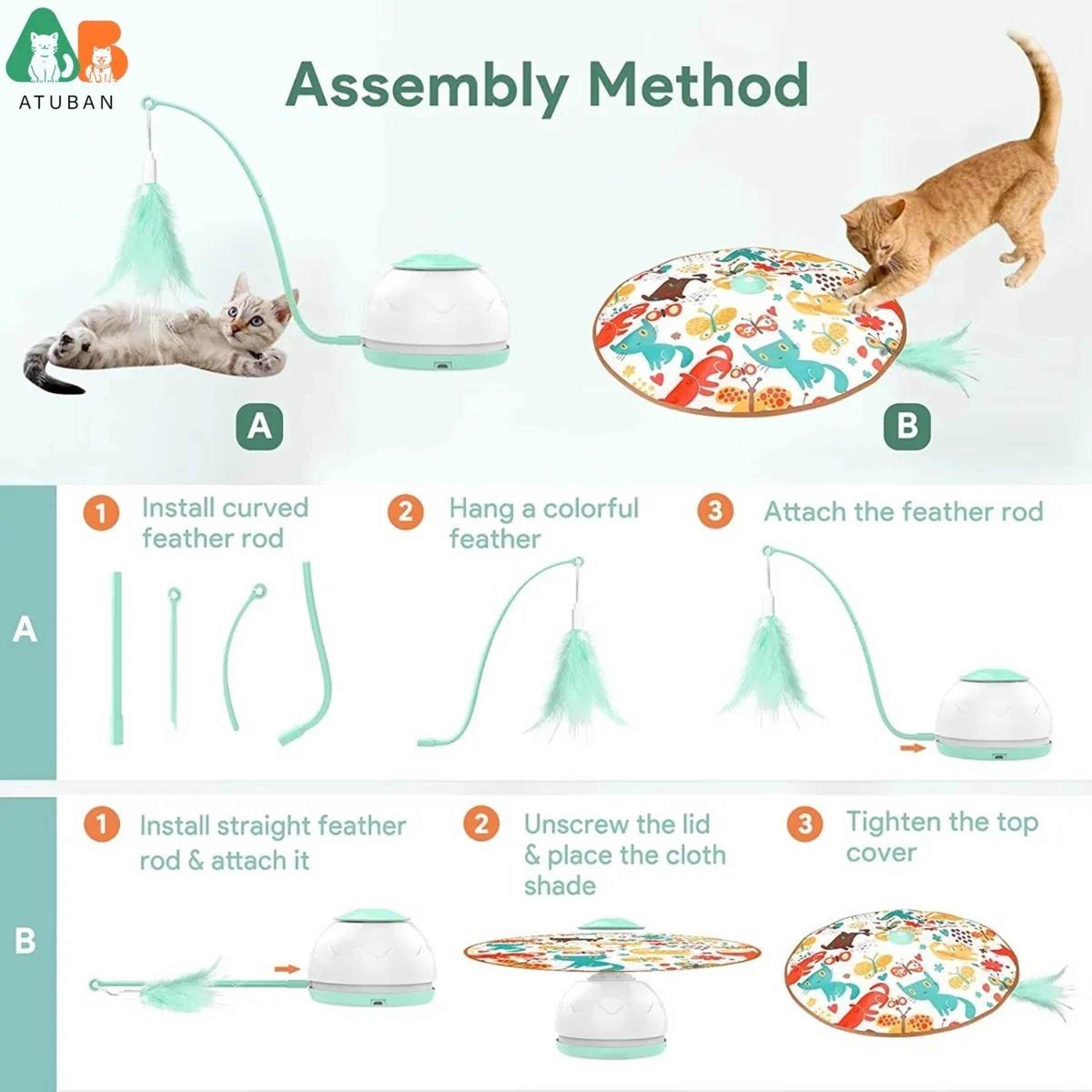 ATUBAN Automatic Motion Interactive Motorized Wand Cat Toy 1