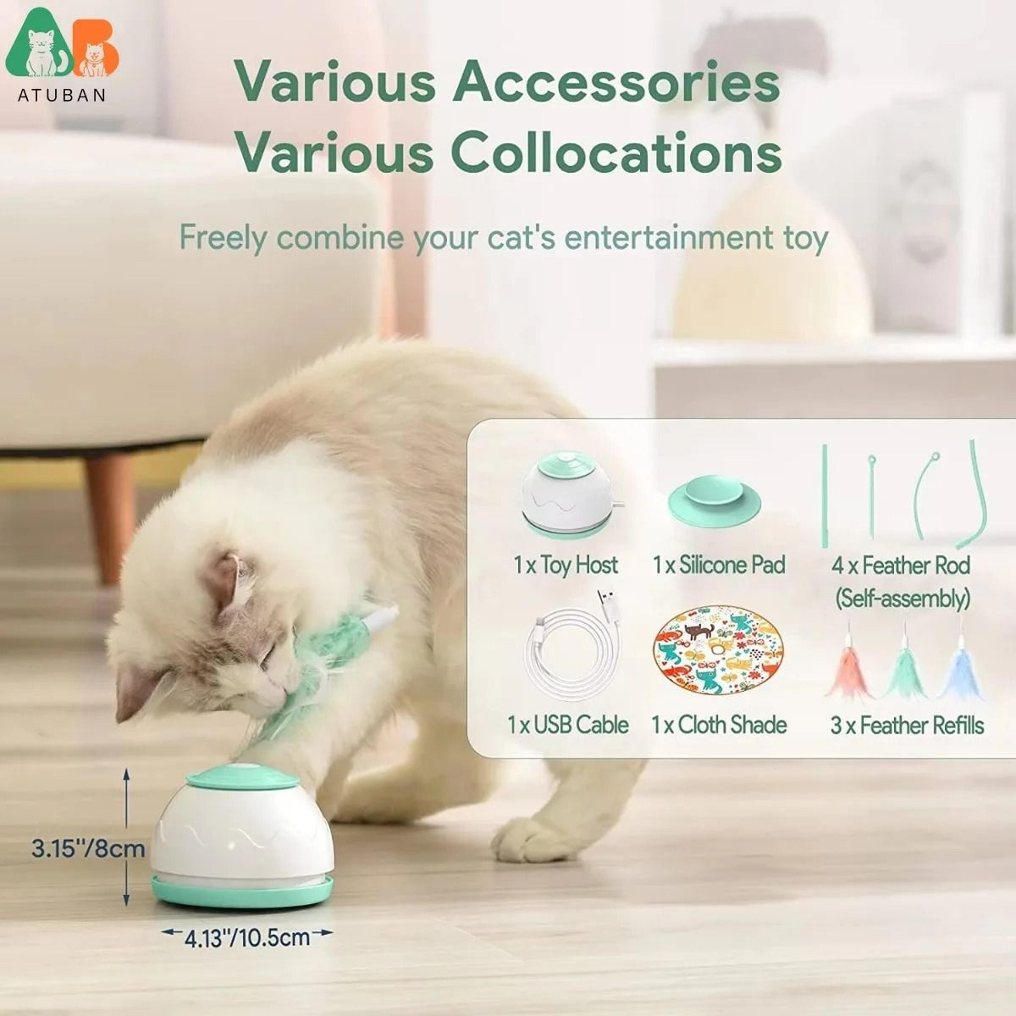 ATUBAN Automatic Motion Interactive Motorized Wand Cat Toy 3
