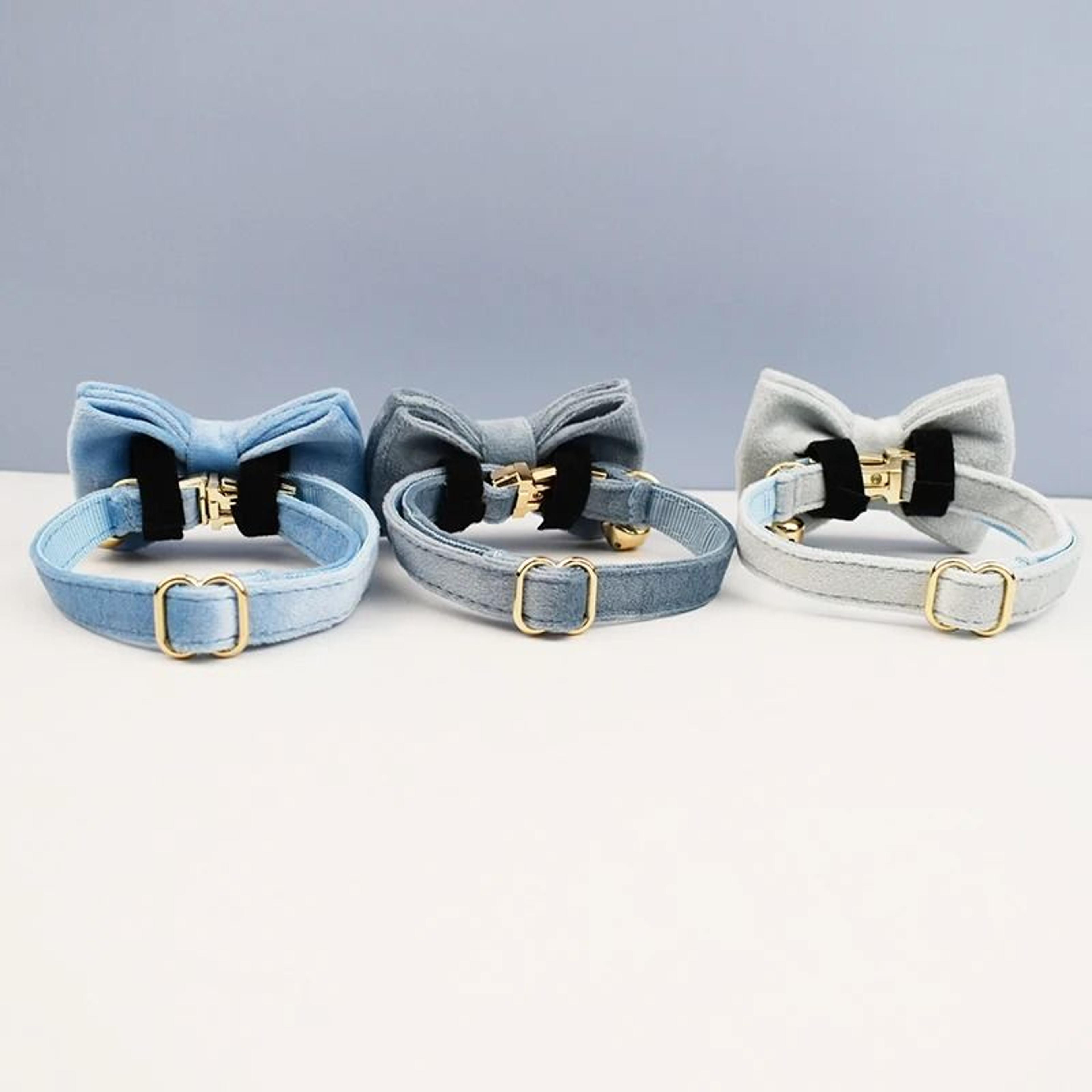 Stylish Adjustable Velvet Cat Collar With Bowknot And Free Personalization 3