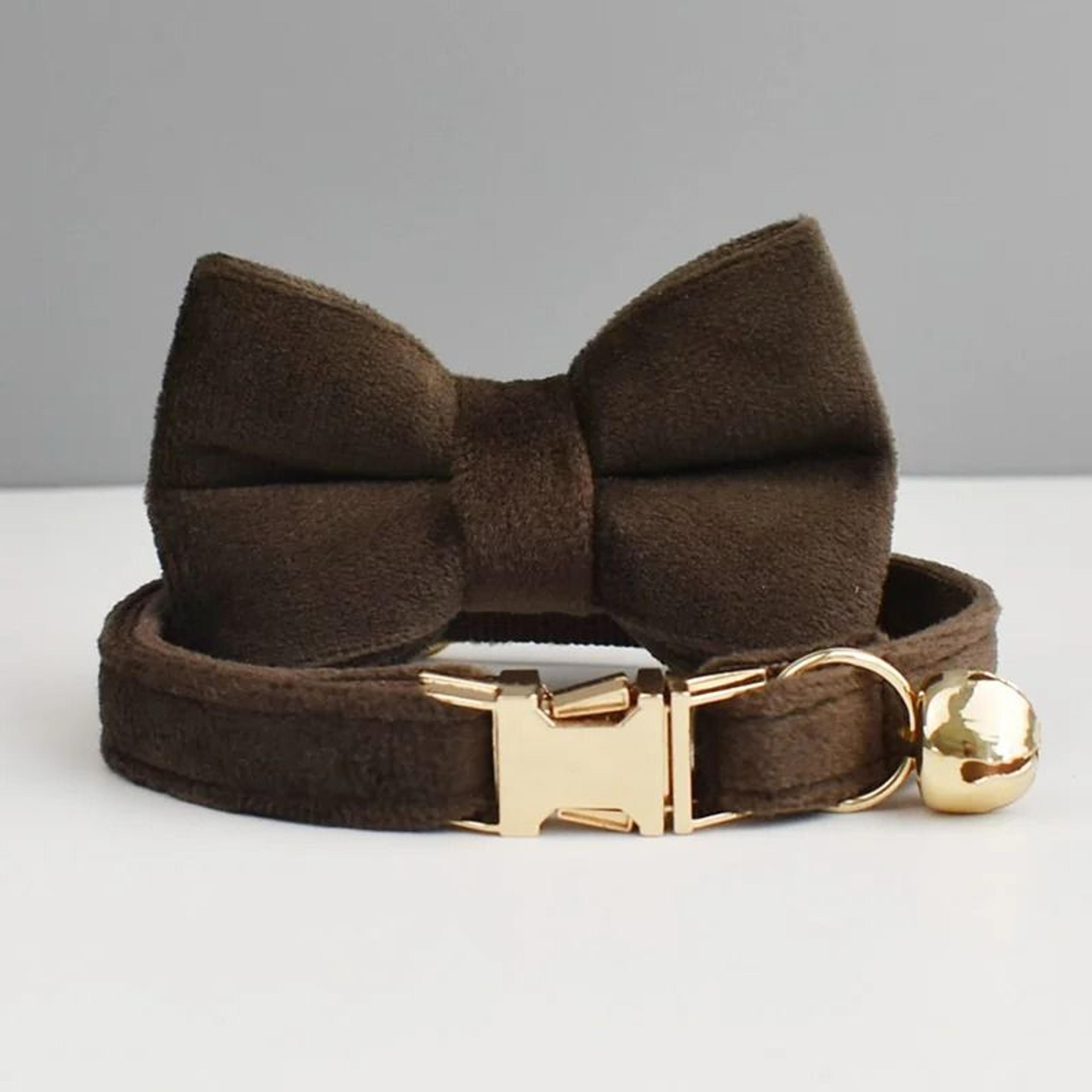 Stylish Adjustable Velvet Cat Collar With Bowknot And Free Personalization 27