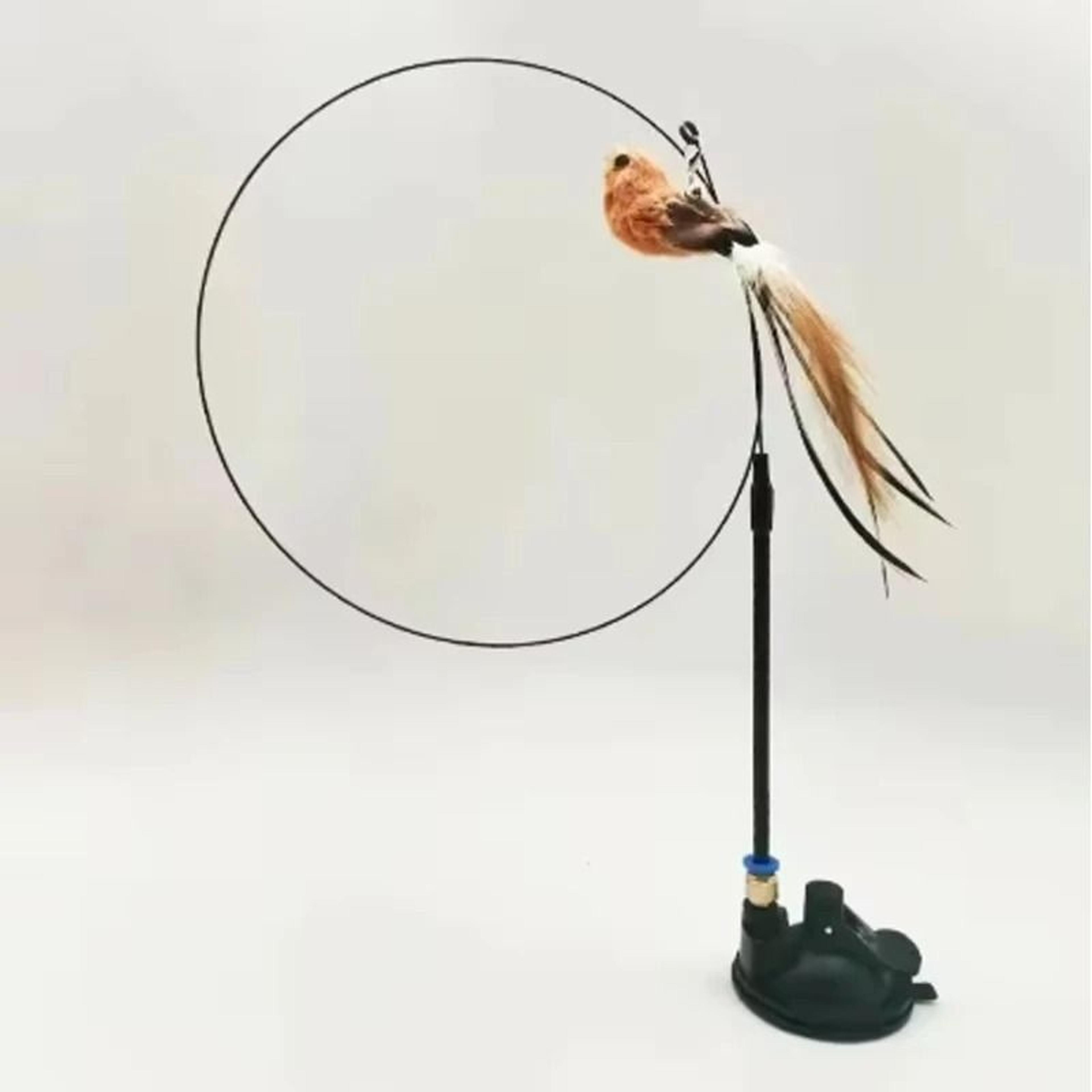 SelfPlay Feather Suction Cup Cat Teaser Stick With Bell And Replaceable Bird Toy 2