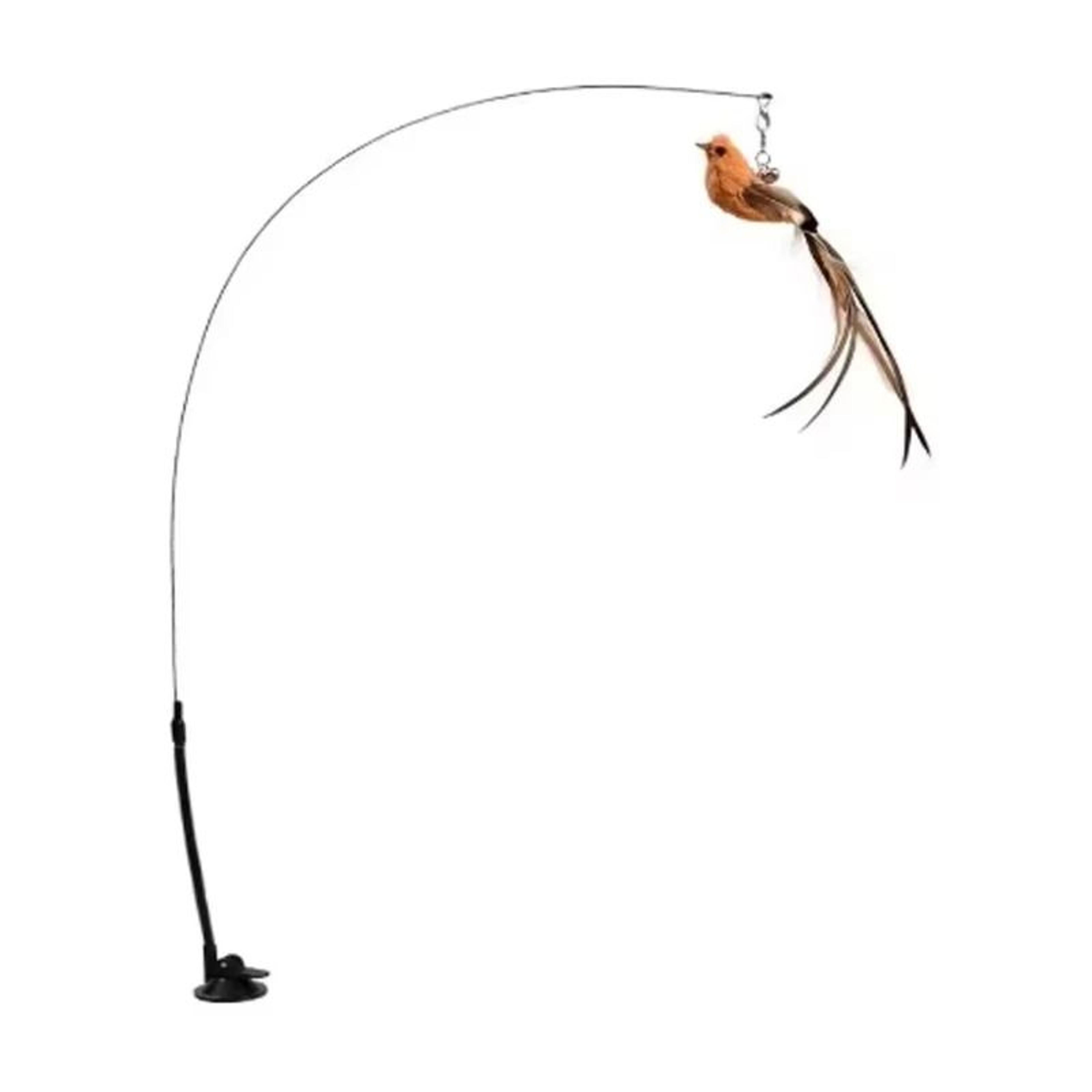 SelfPlay Feather Suction Cup Cat Teaser Stick With Bell And Replaceable Bird Toy 4