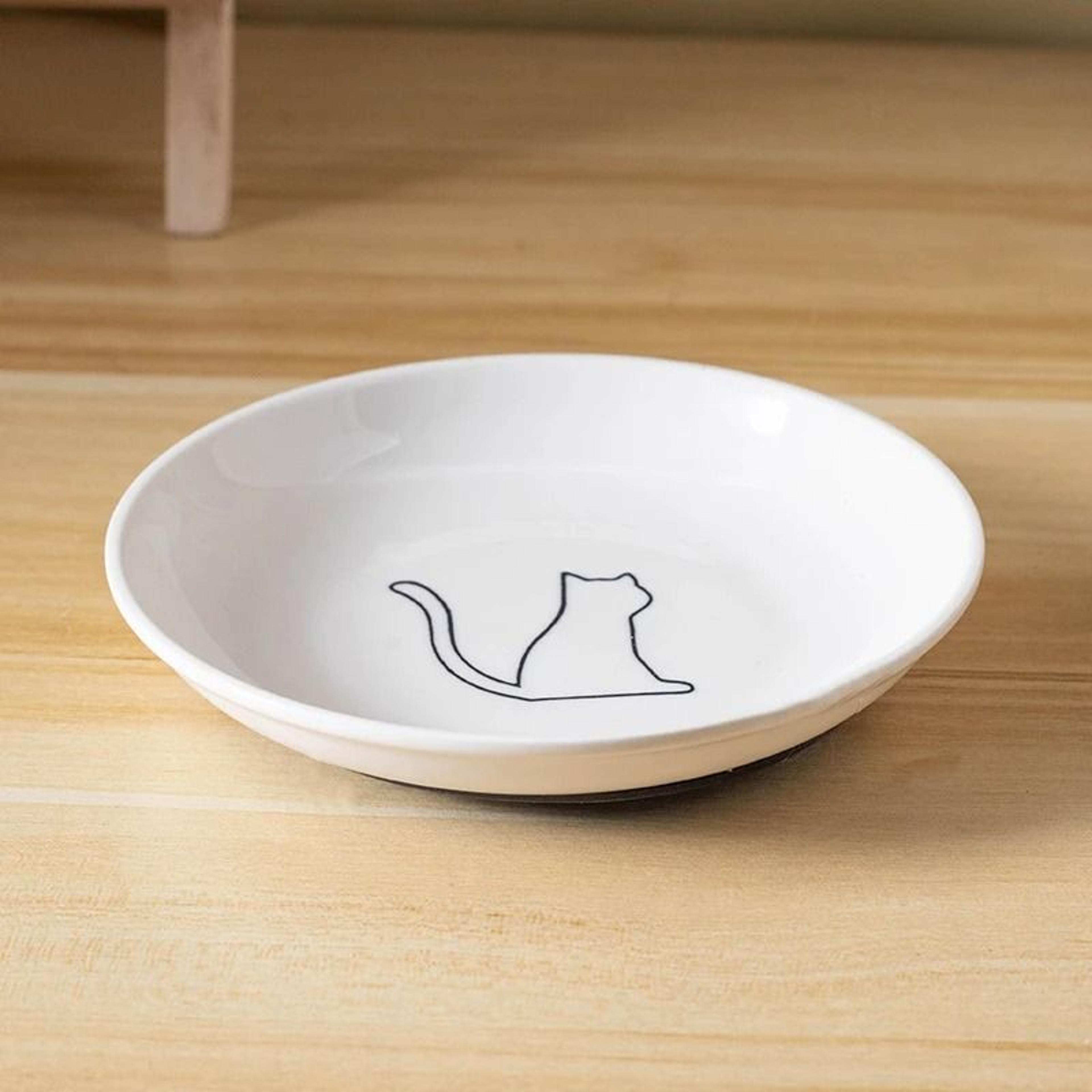 Premium Ceramic Feeding Bowl Platter With NonSlip Silicone Base For Kittens And Cats 8