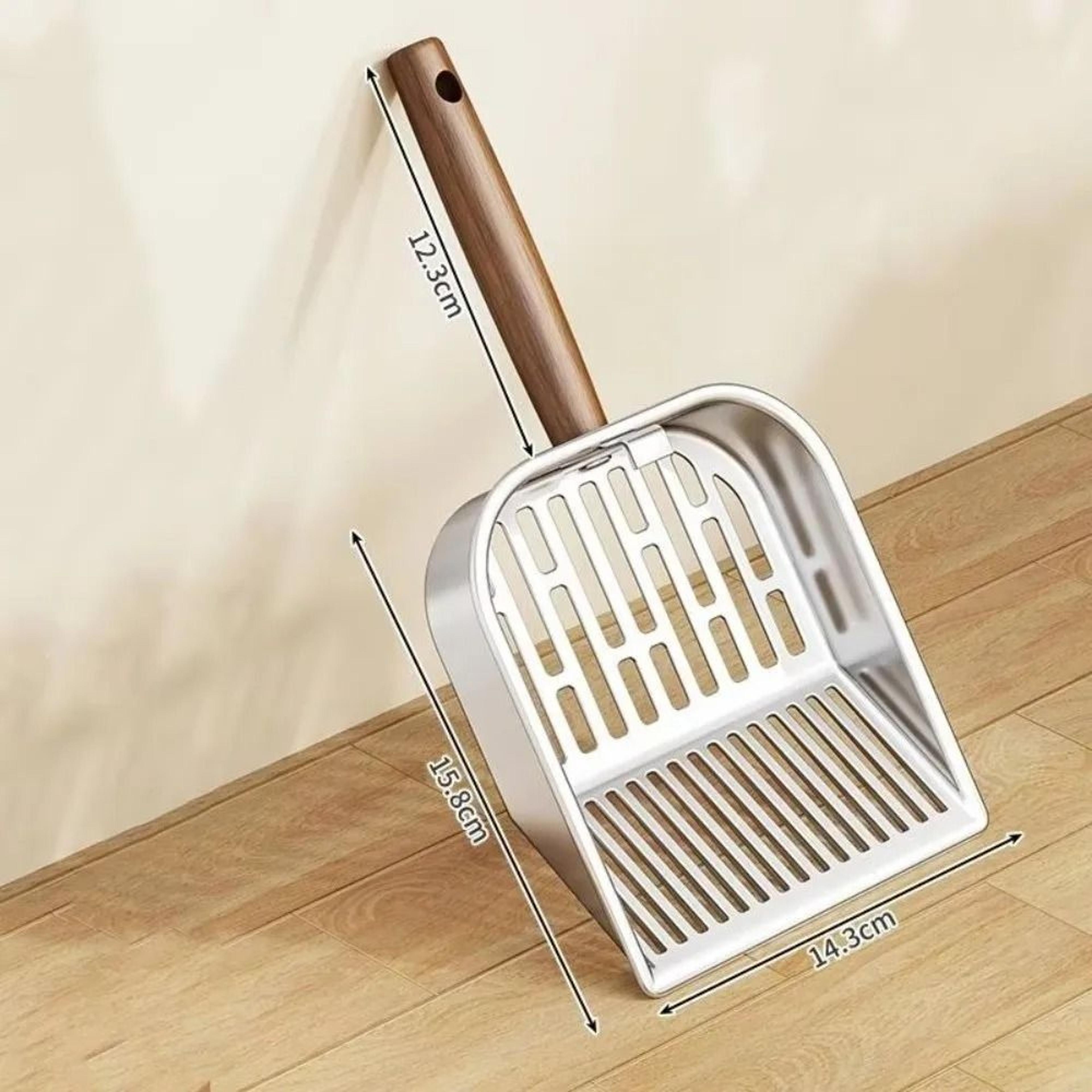 Premium Stainless Steel Cat Litter Scoop With Durable Wooden Handle And DualSized Sifting Slots 4