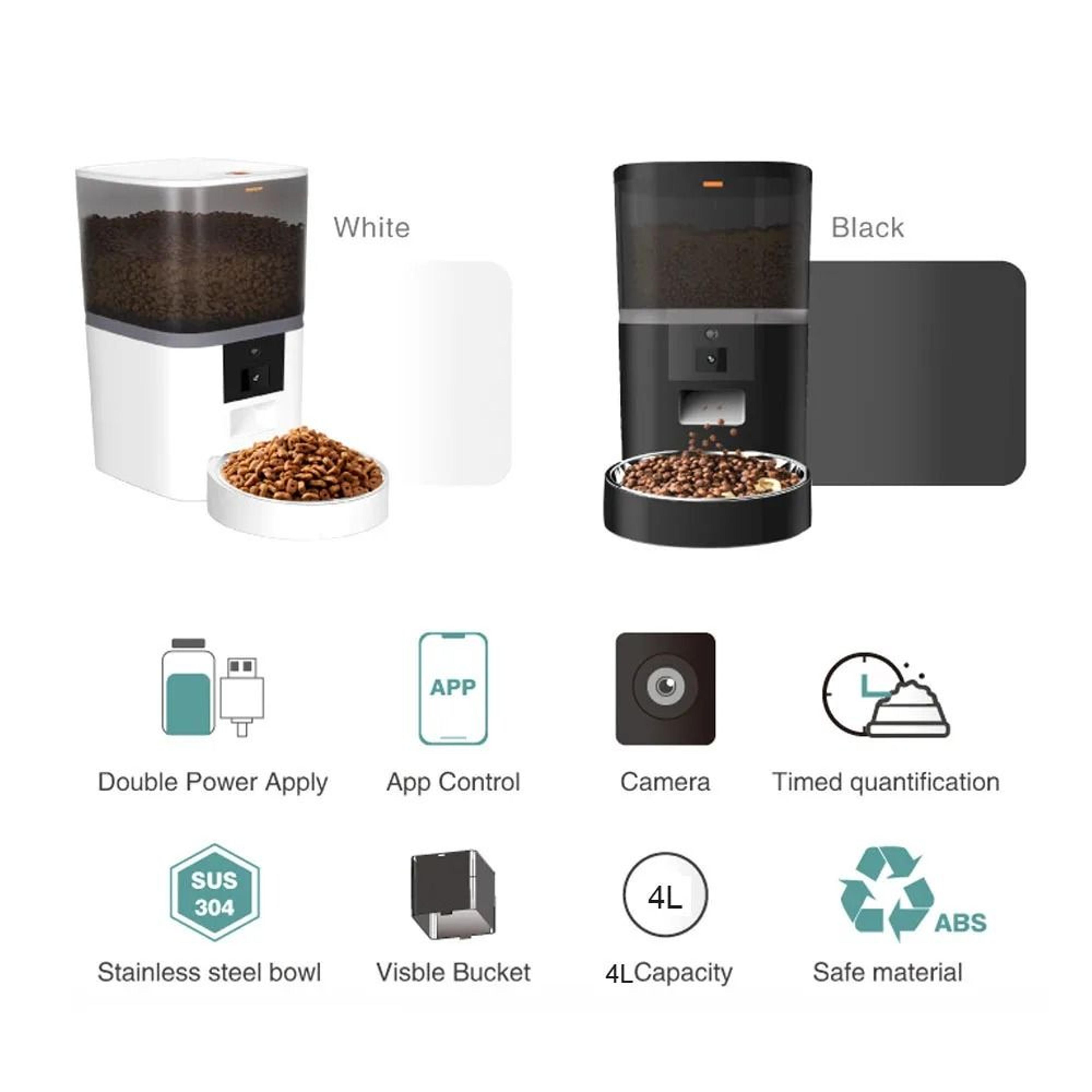 4L Smart Automatic Pet Feeder With HD Camera And Dual Bowl Dispenser For Cats And Dogs 5