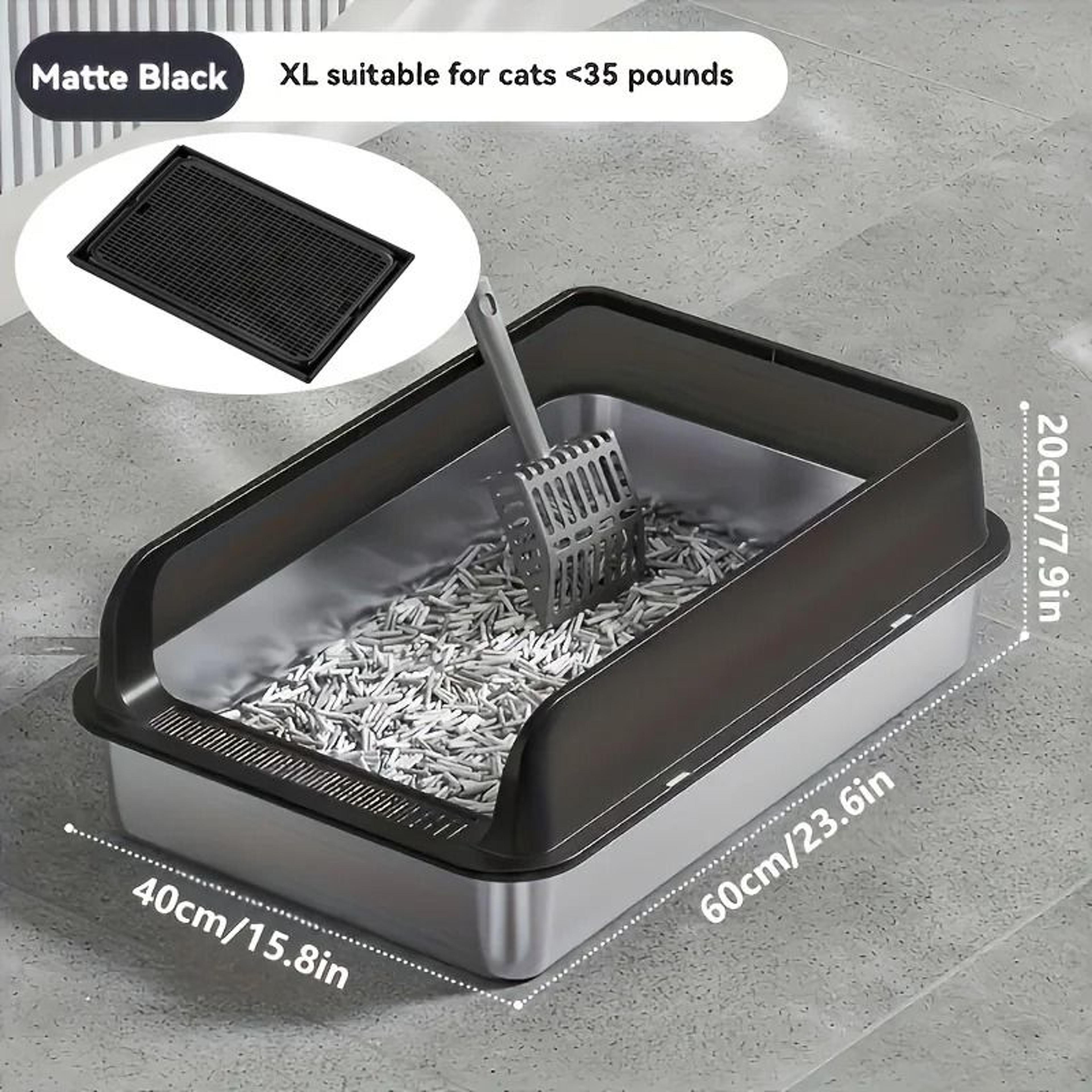 KEMORELA Extra Large Enclosed Stainless Steel Cat Litter Box With Lid And LeakProof Mat 10