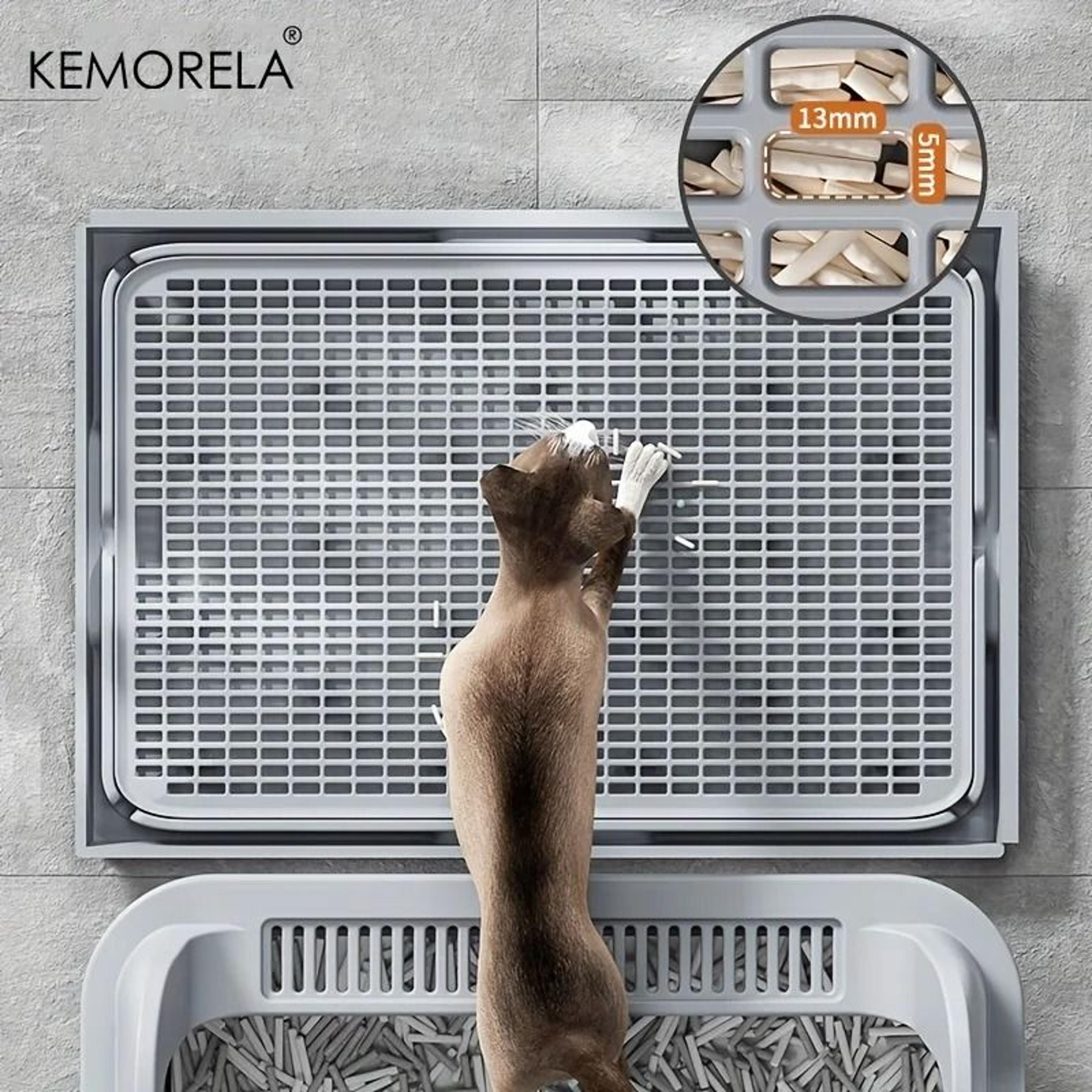 KEMORELA Extra Large Enclosed Stainless Steel Cat Litter Box With Lid And LeakProof Mat 4