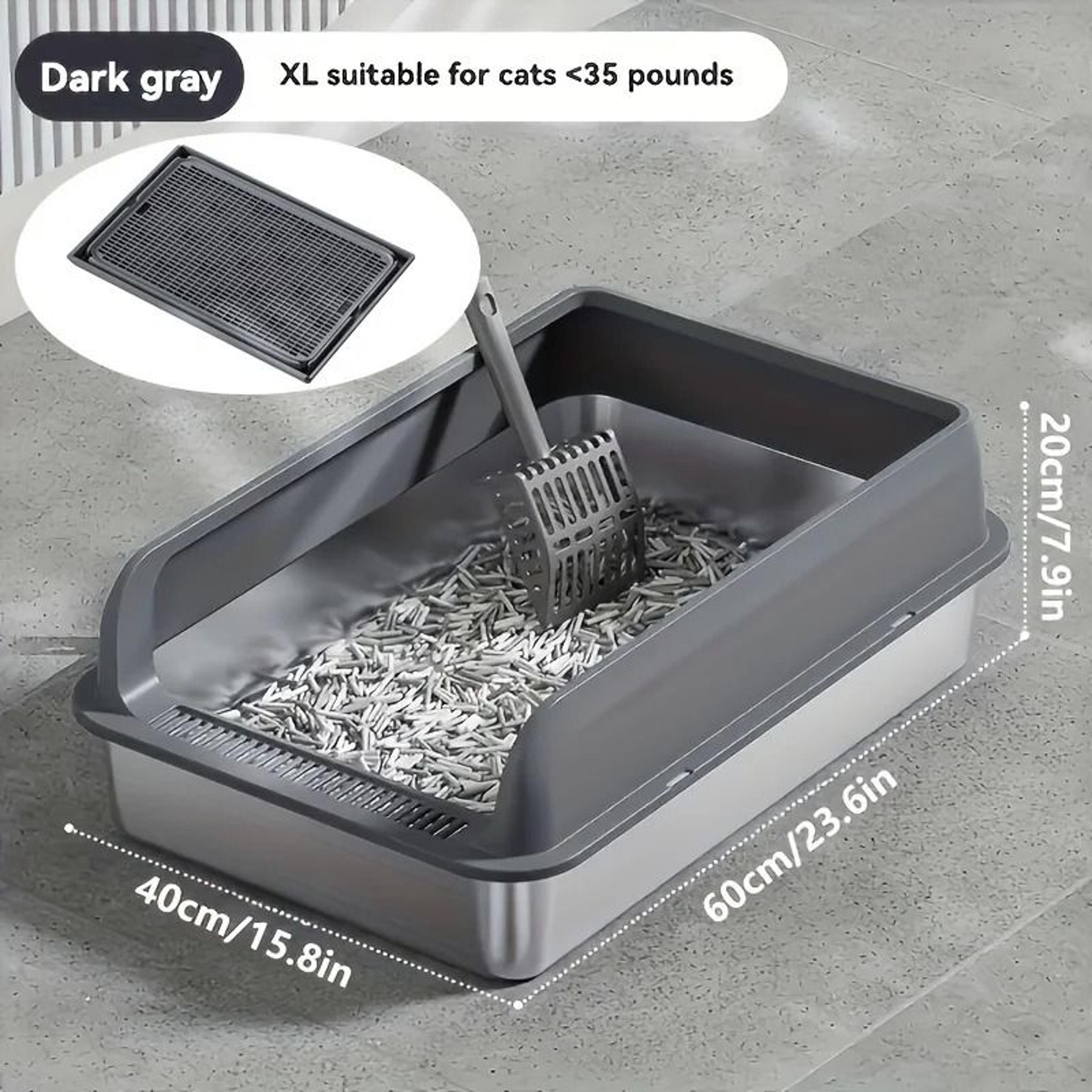 KEMORELA Extra Large Enclosed Stainless Steel Cat Litter Box With Lid And LeakProof Mat 8