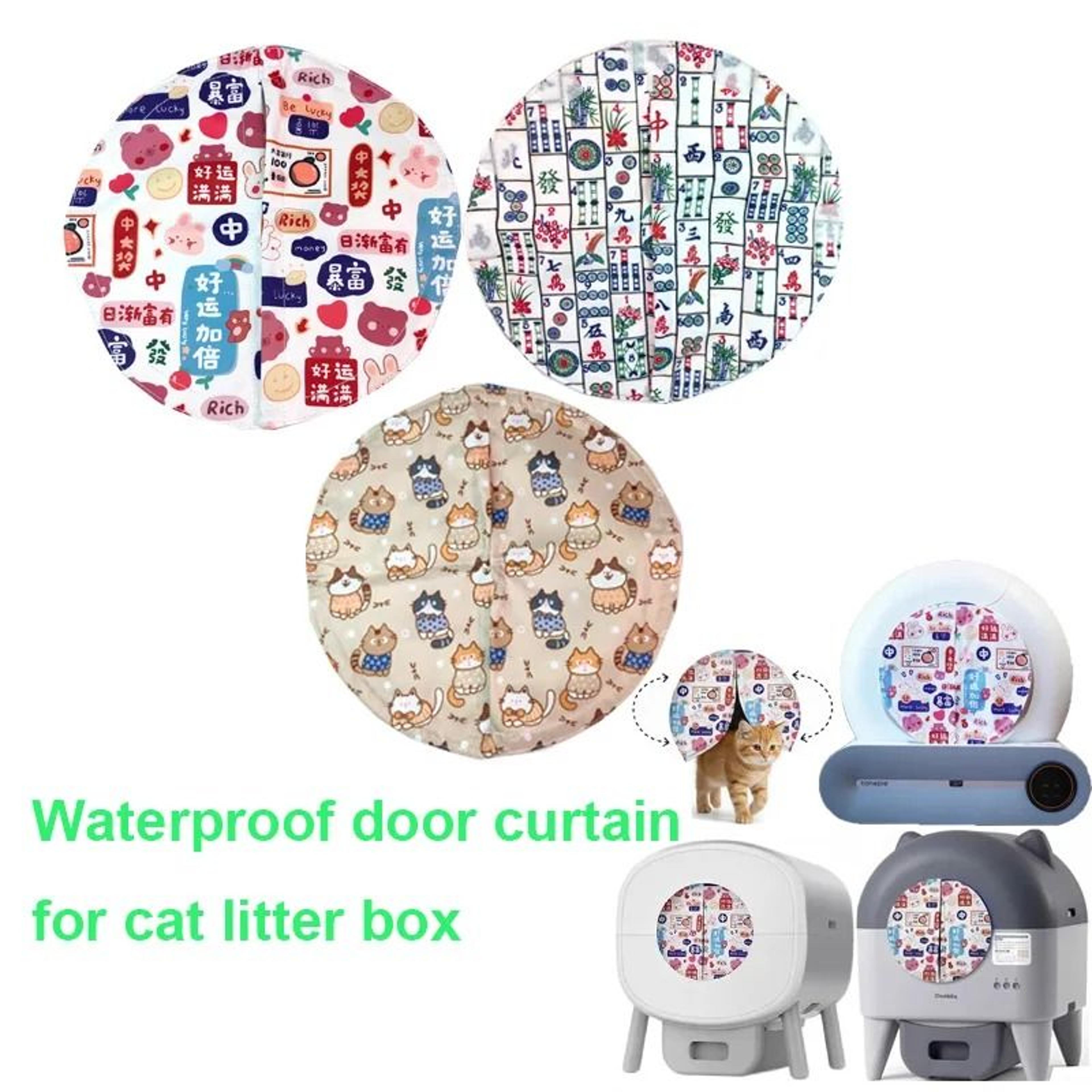 upgraded waterproof cat litter box door curtain - magnetic odor & dust shield for tonepie automatic litter box