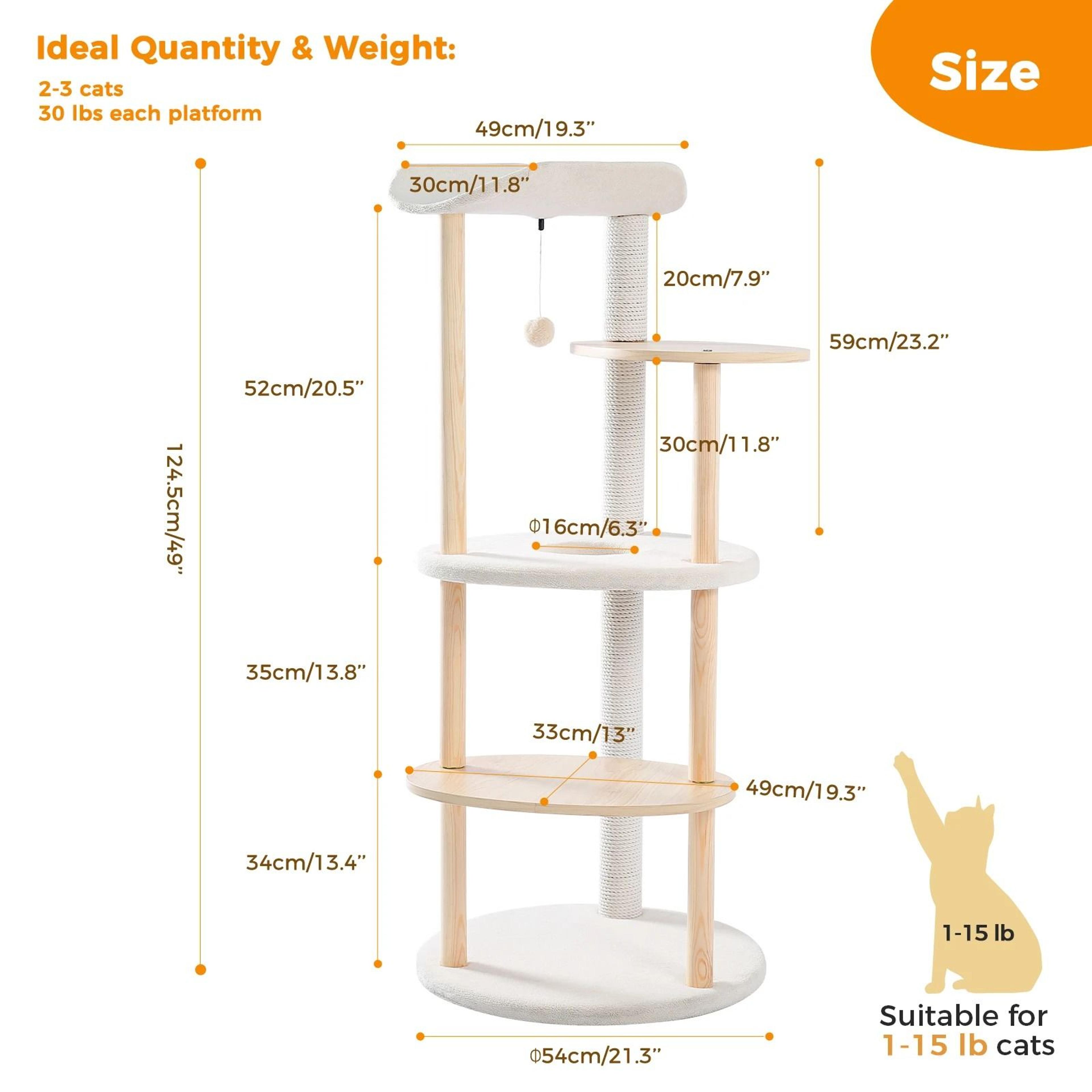 Modern MultiLevel Wooden Cat Tree Tower With Scratching Post Condo And Comfort Perch 4