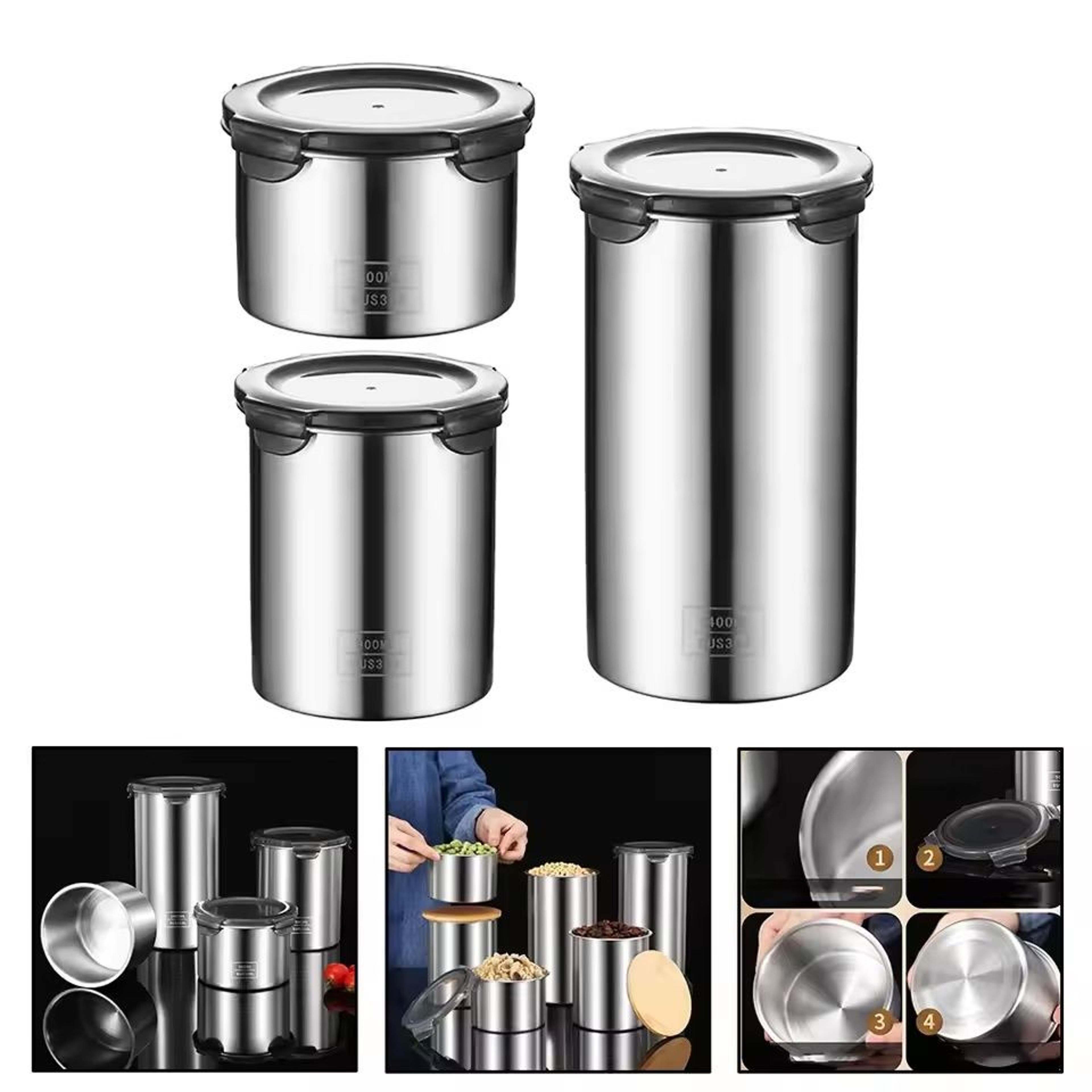 stainless steel vacuum sealed food storage container - premium coffee bean & grain canister