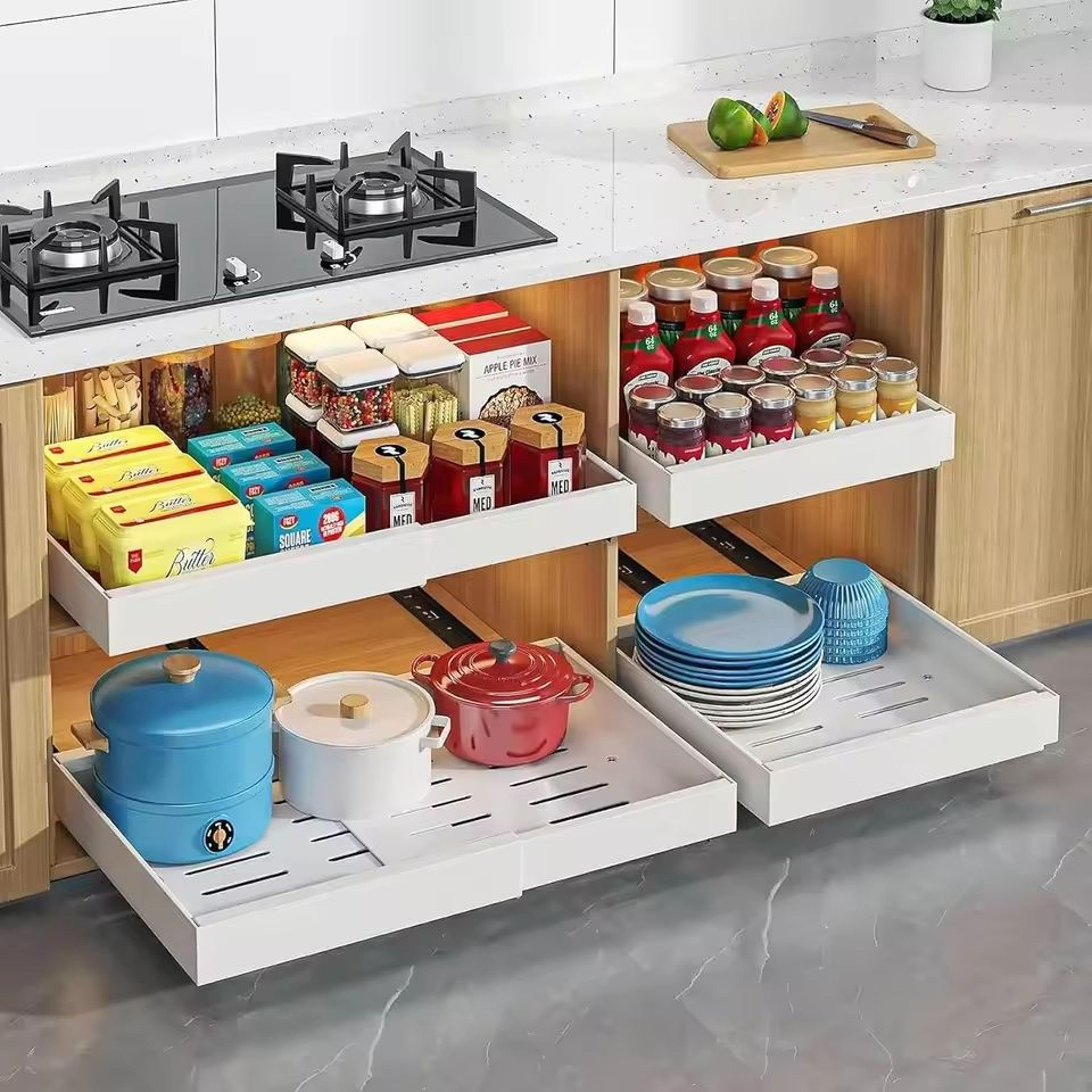 expandable pull-out cabinet organizer - premium no-punch slide-out drawers