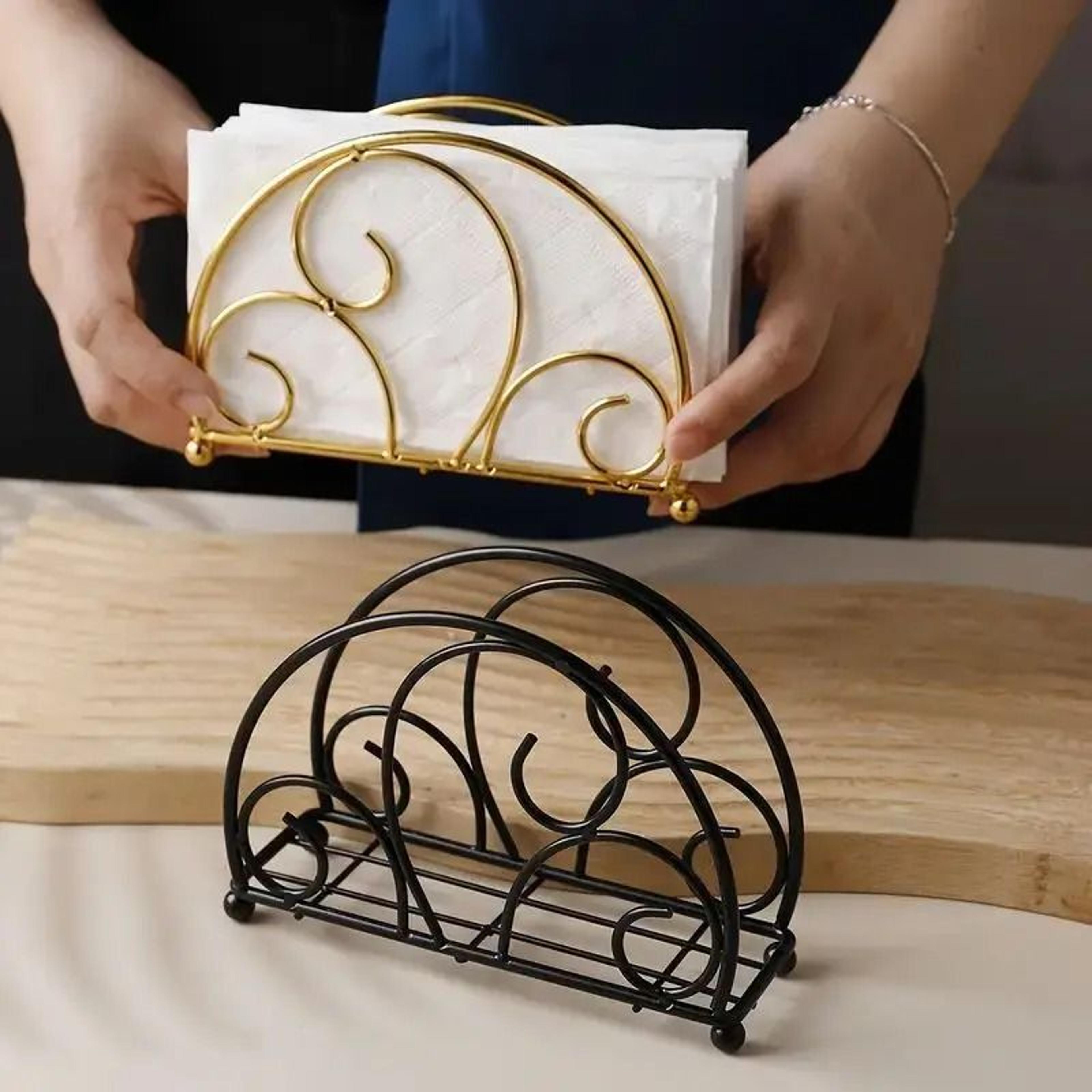 modern metal black napkin holder for kitchen & dining tables