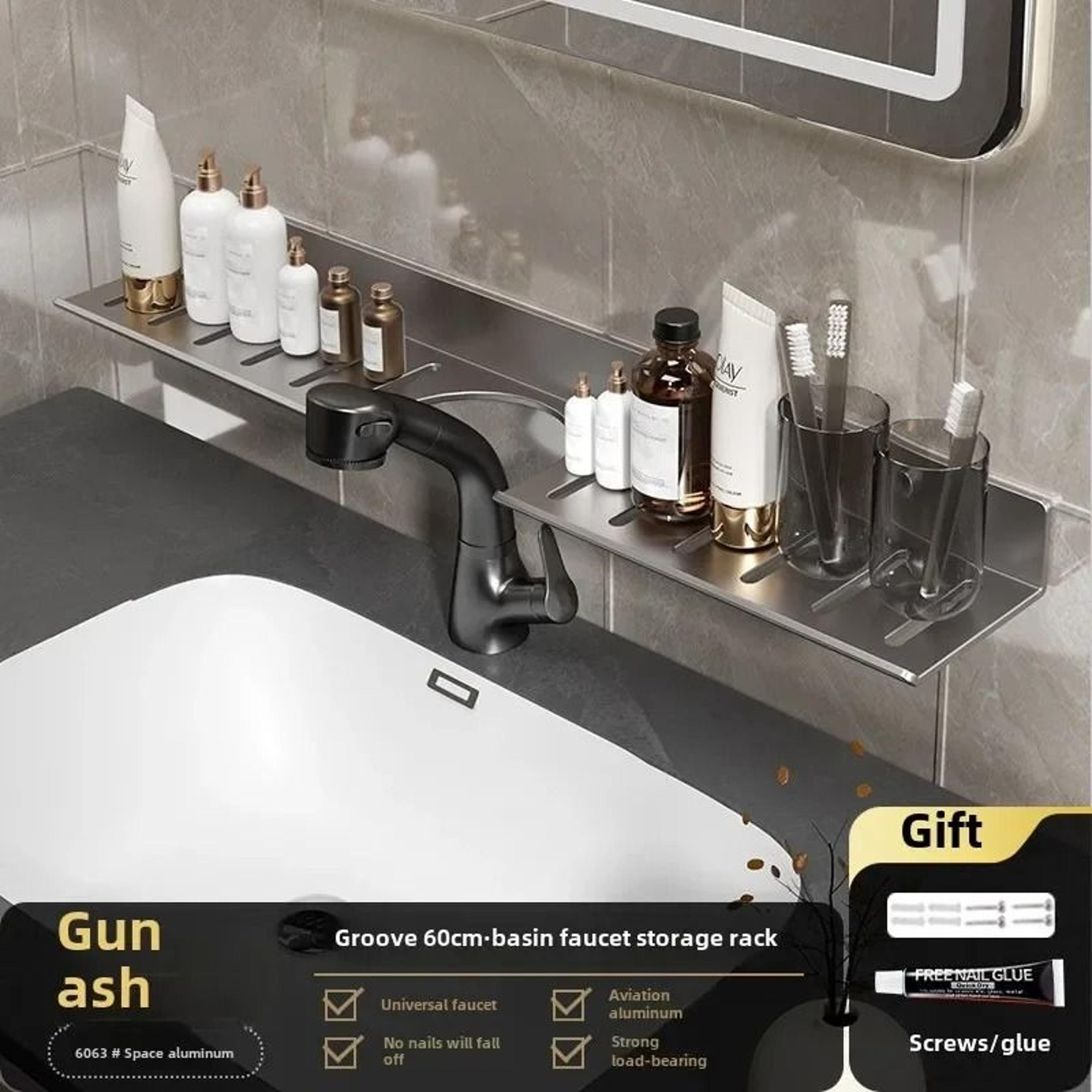 Bathroom Faucet Shelf  Vanity Mirror Storage Organizer 8