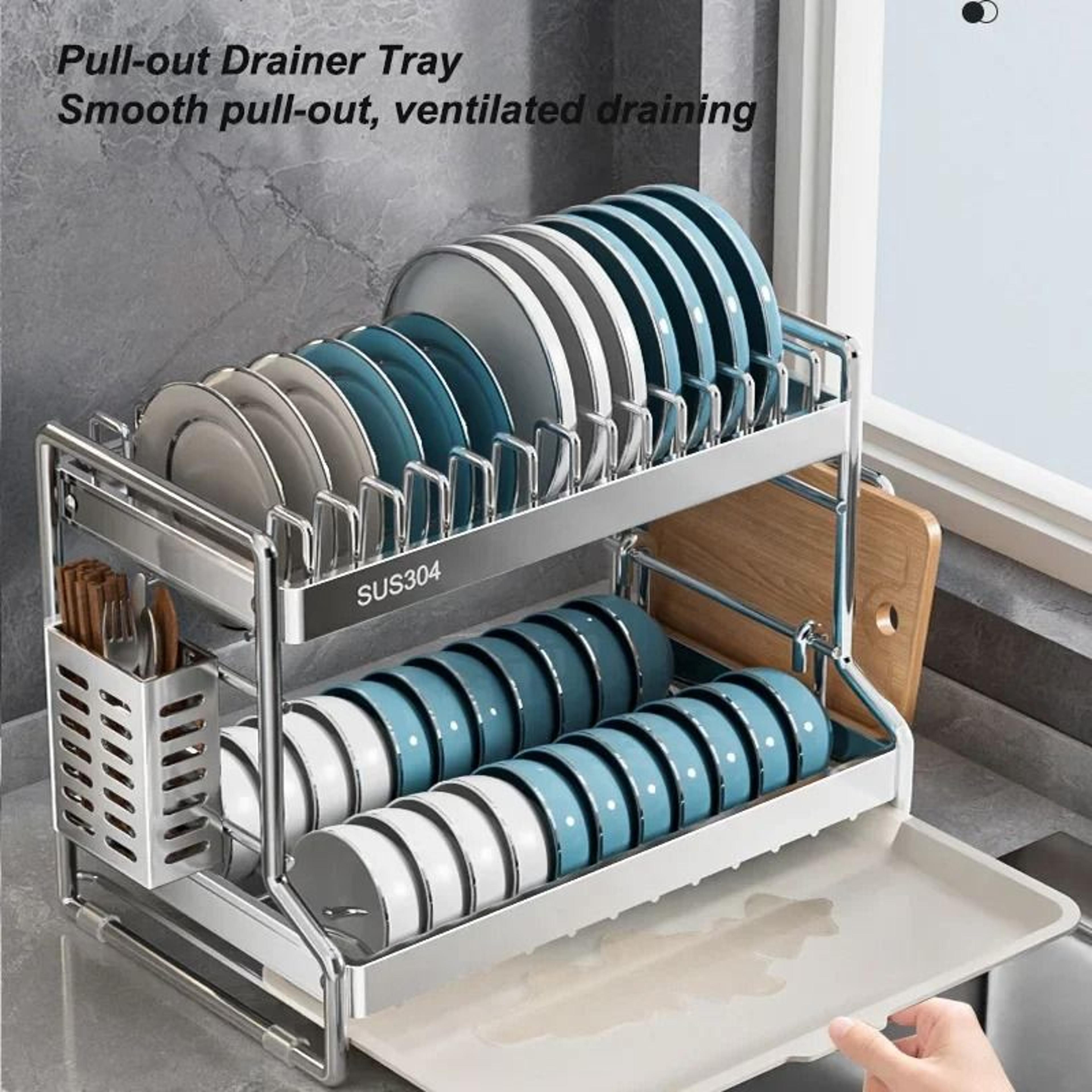 Stainless Steel OverSink Dish Drying Rack  Kitchen Storage Organizer 4