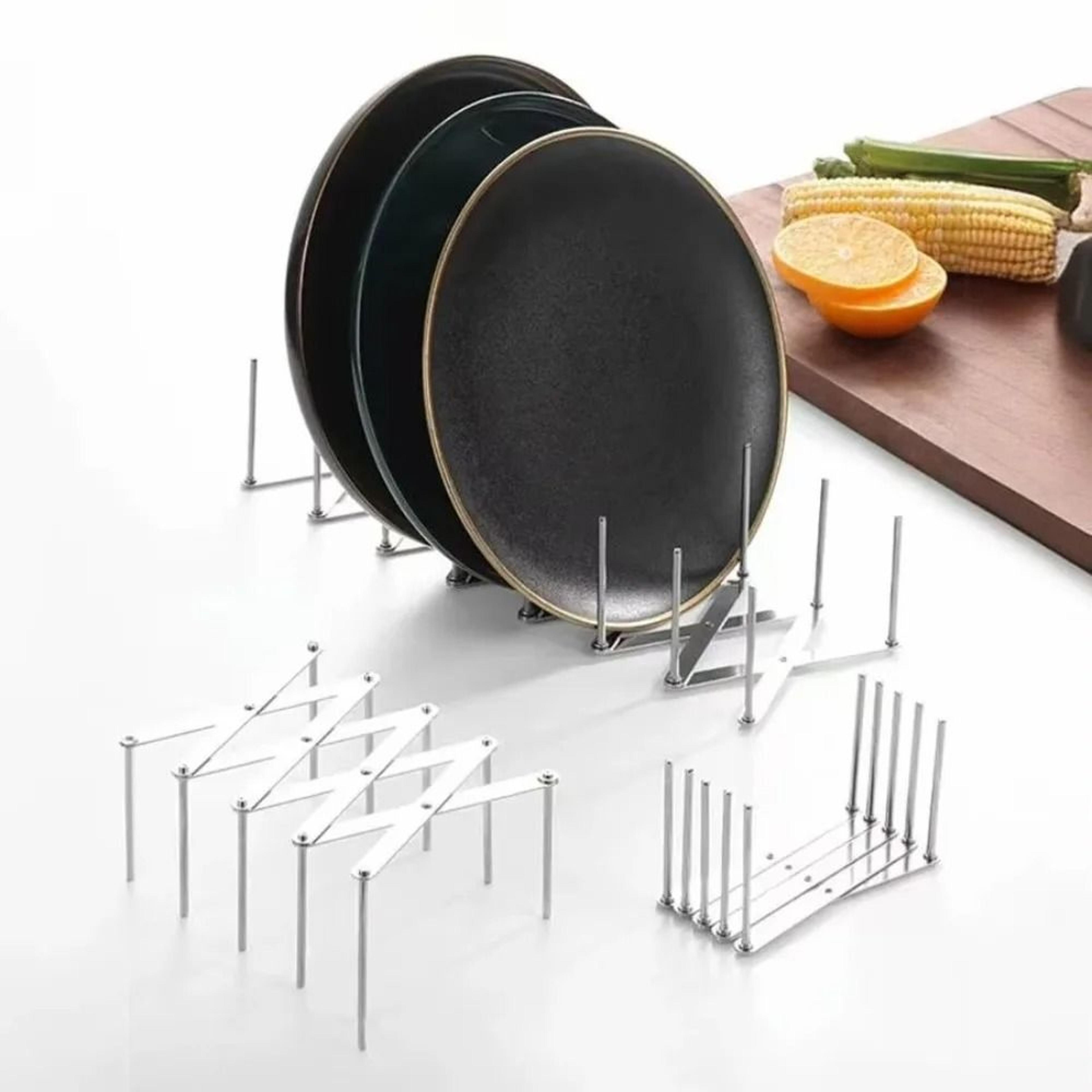 stainless steel retractable foldable dish & pot lid organizer