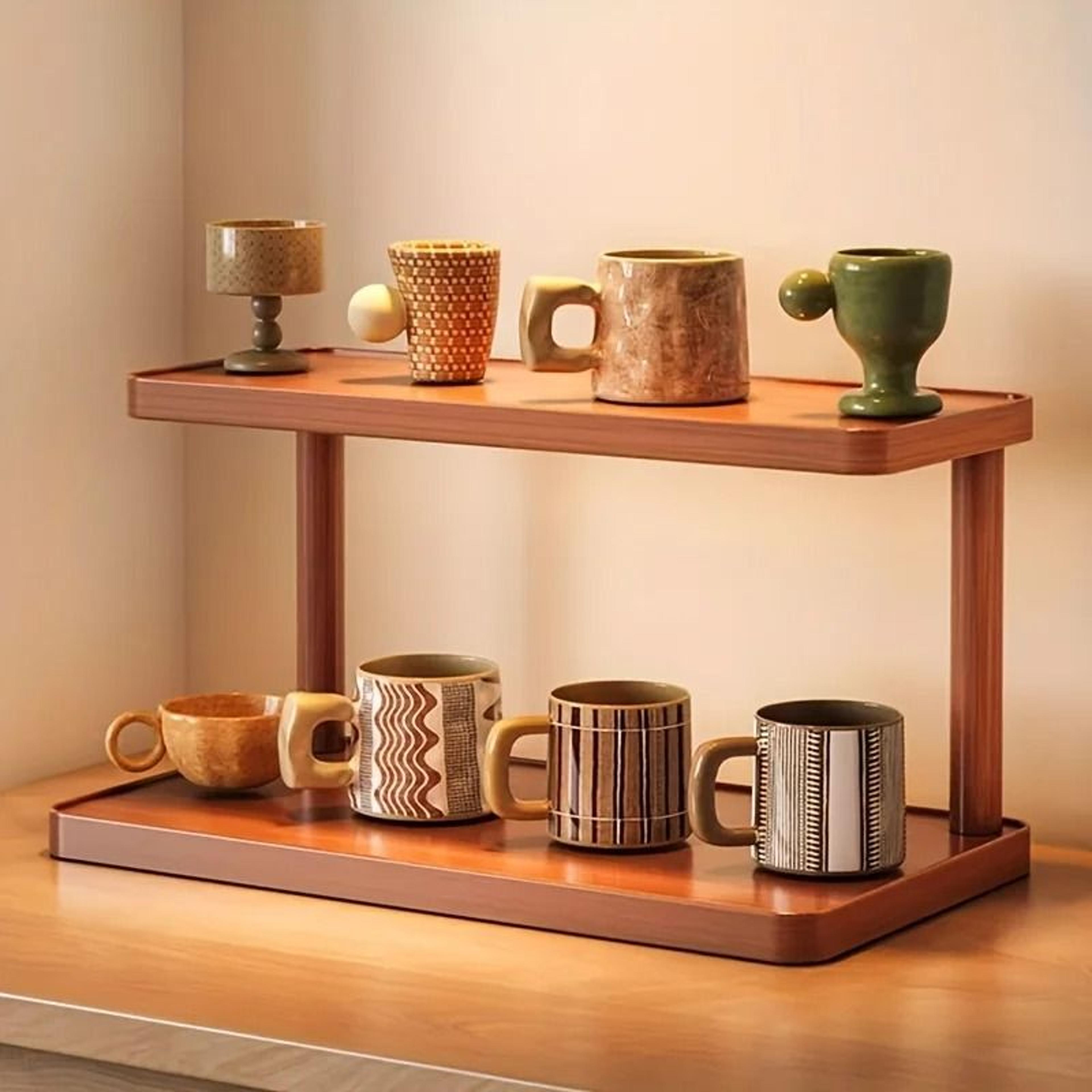 2Tier Wooden Storage Rack  Countertop Organizer 0