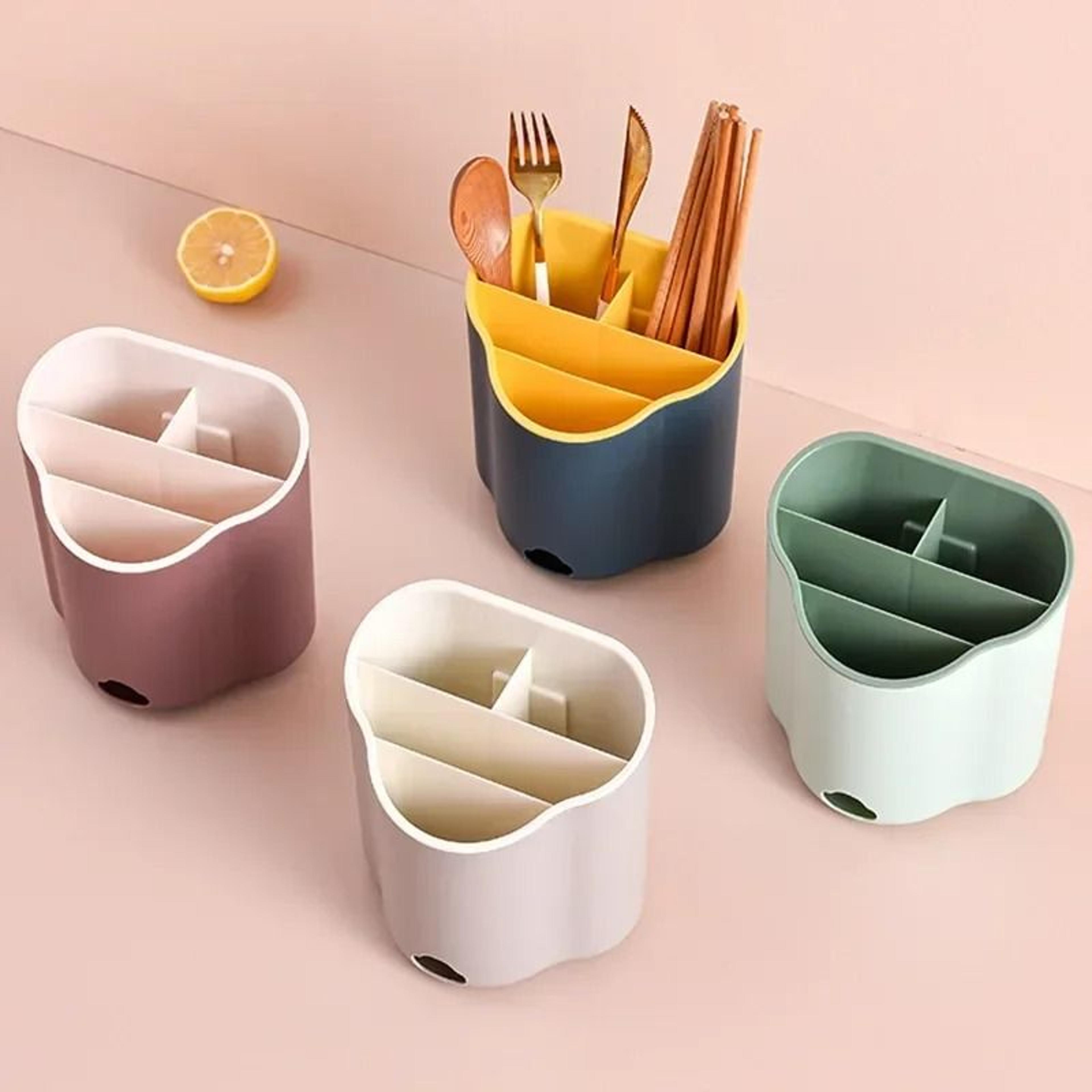double-layer kitchen cutlery drainer rack & utensil organizer caddy