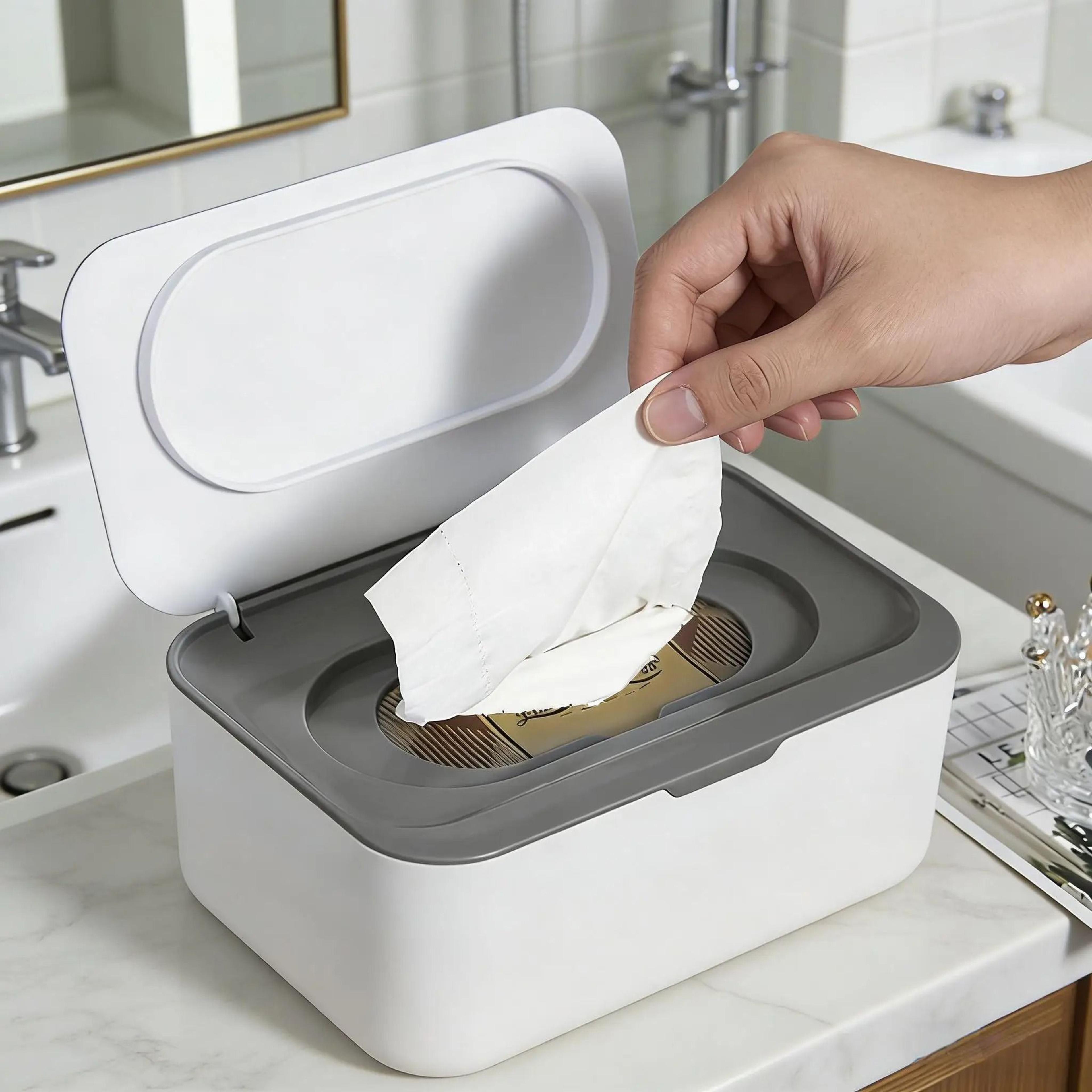 dustproof large capacity wet wipes & facial tissue sealing container box