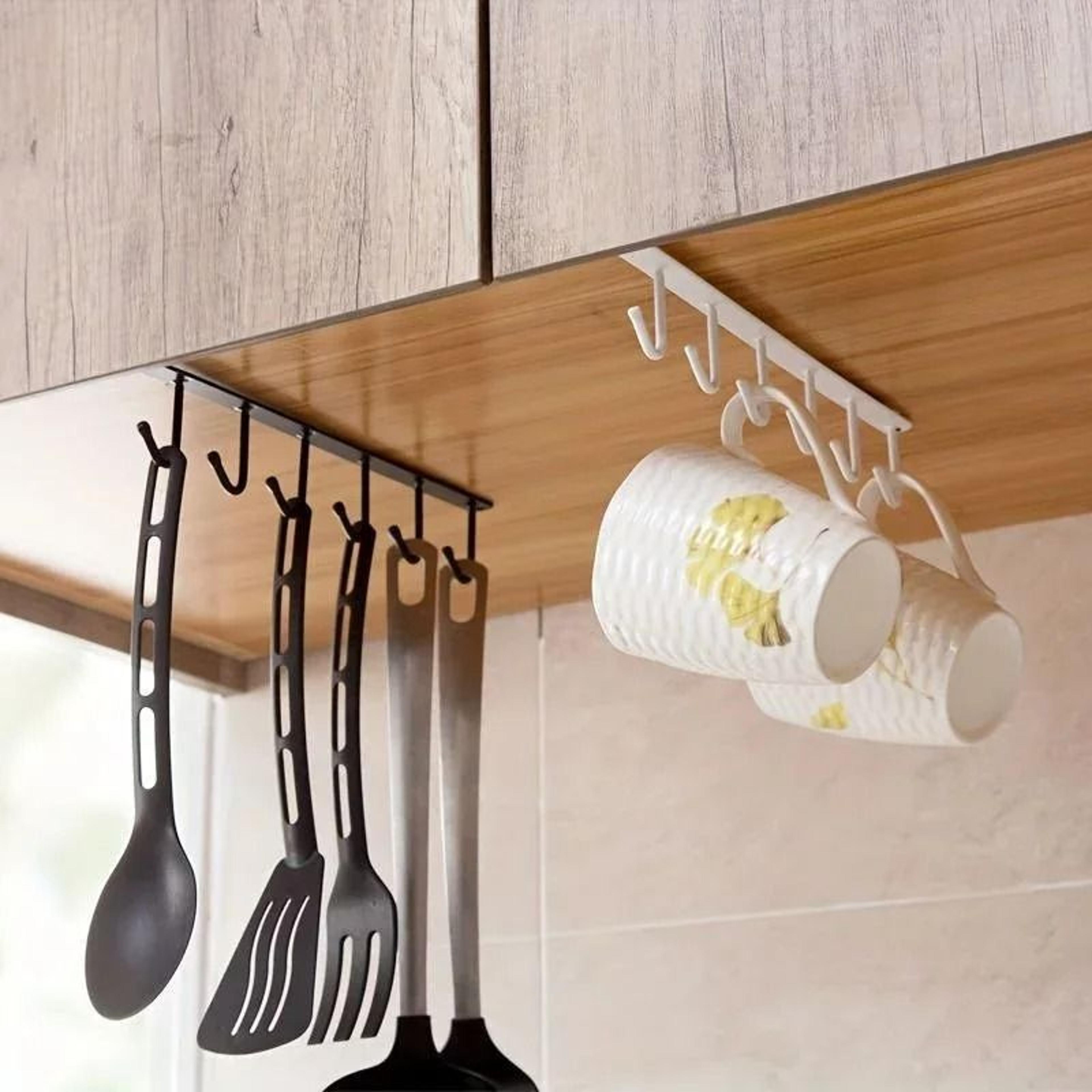 UnderCabinet 6Hook Hanging Mug Holder  Kitchen Storage Rack 2
