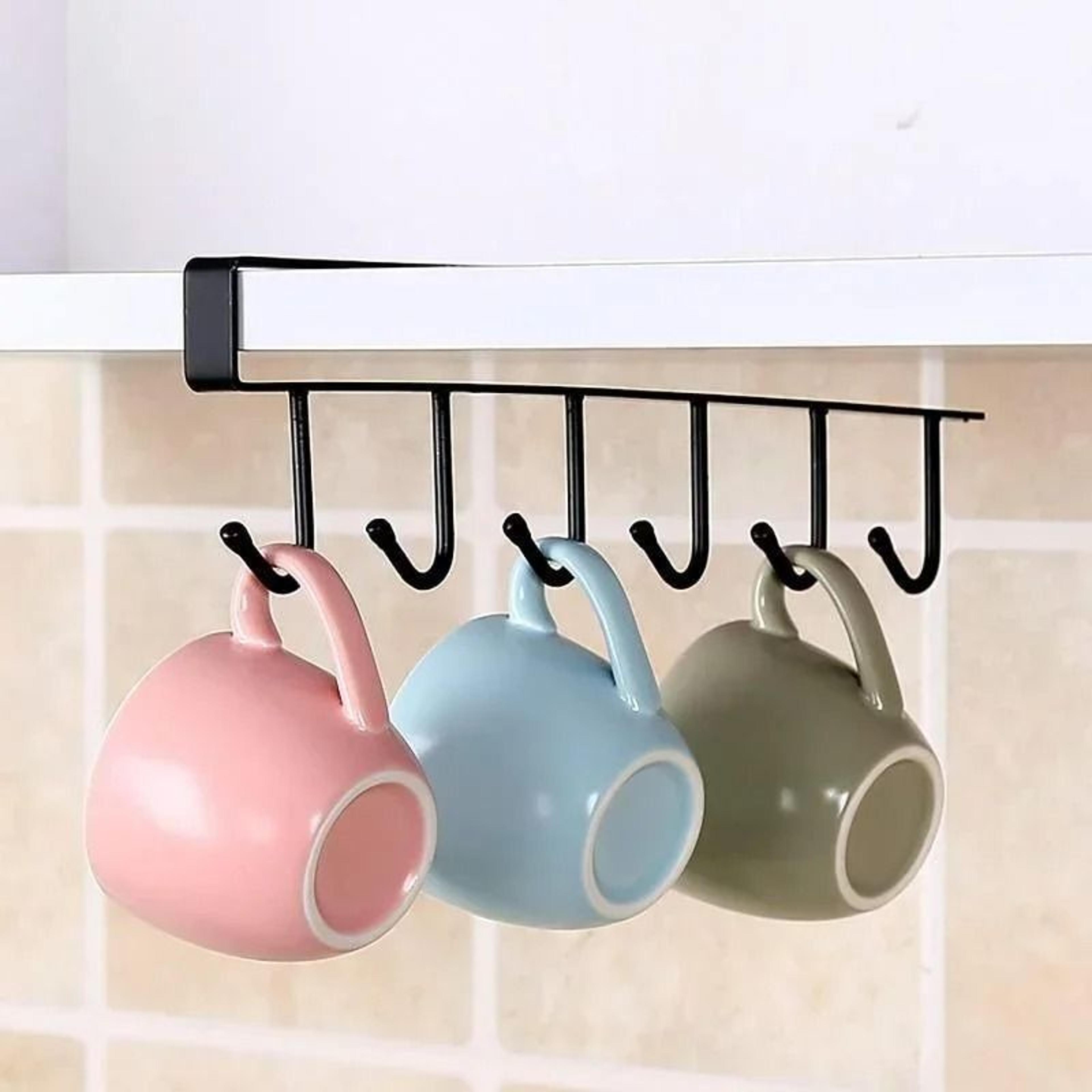 UnderCabinet 6Hook Hanging Mug Holder  Kitchen Storage Rack 4