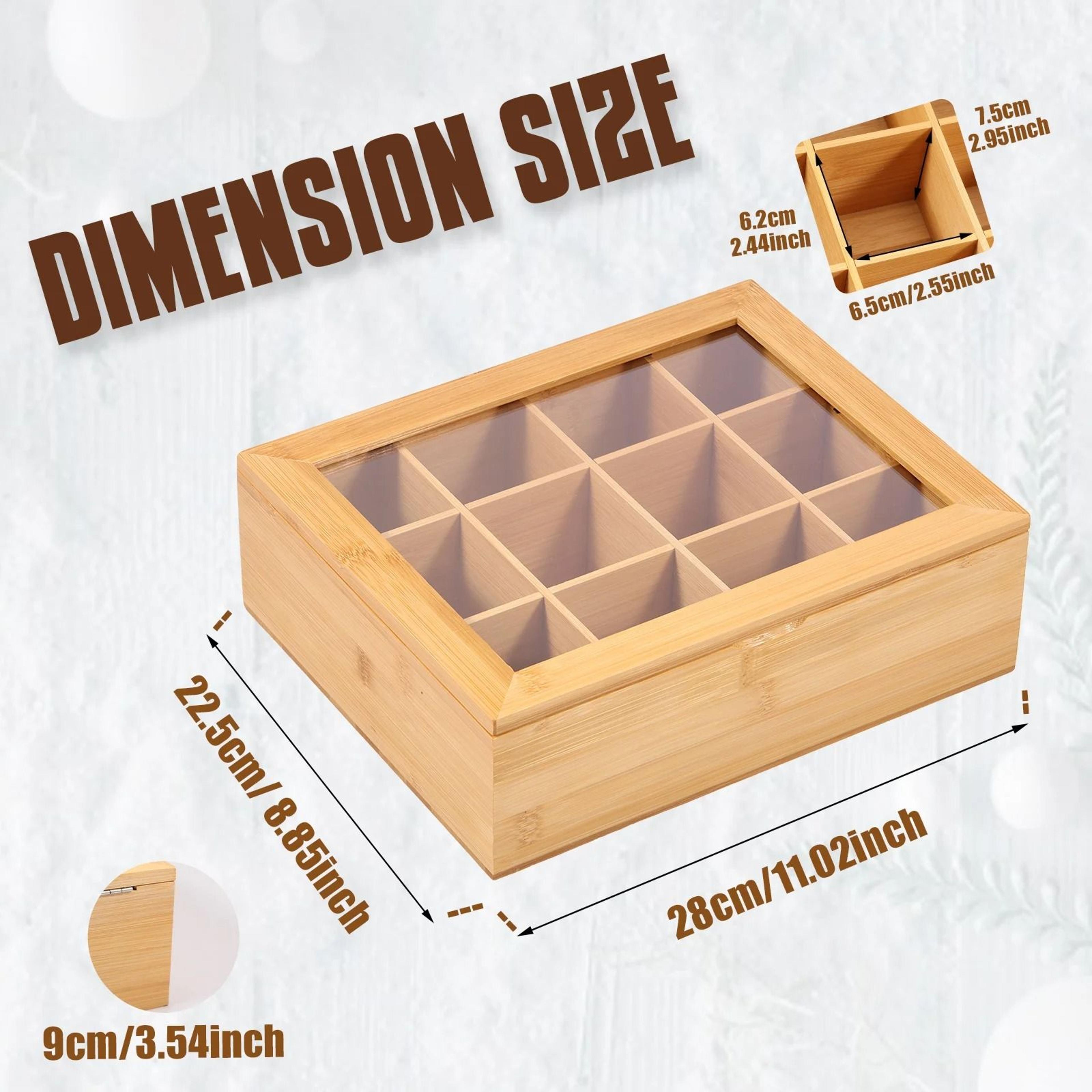 Premium Bamboo Tea Bag Storage Box  MultiCompartment Packet Organizer 8
