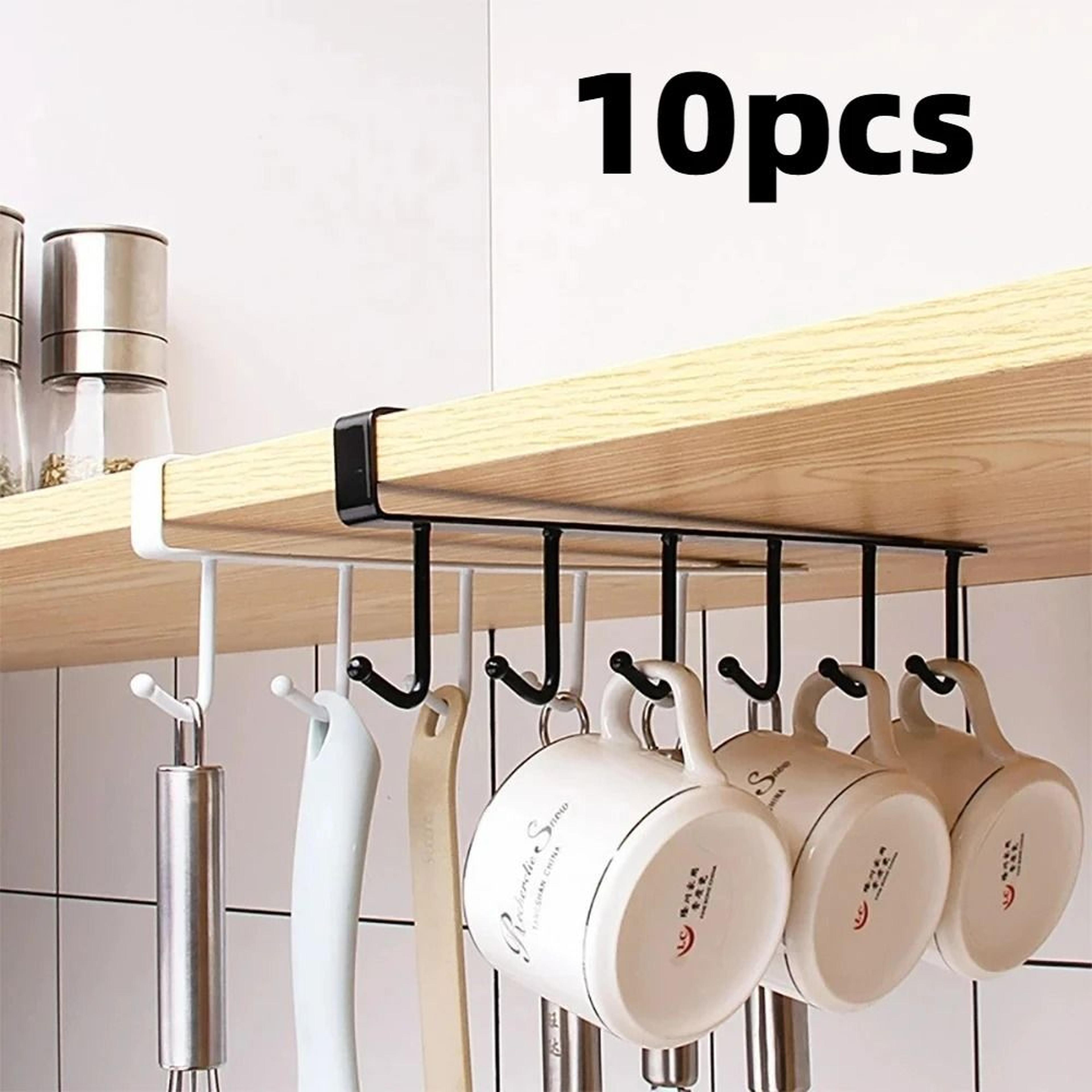 UnderCabinet 6Hook Coffee Cup Mug Holder  SlideOn Kitchen Storage Rack  Hanger 0