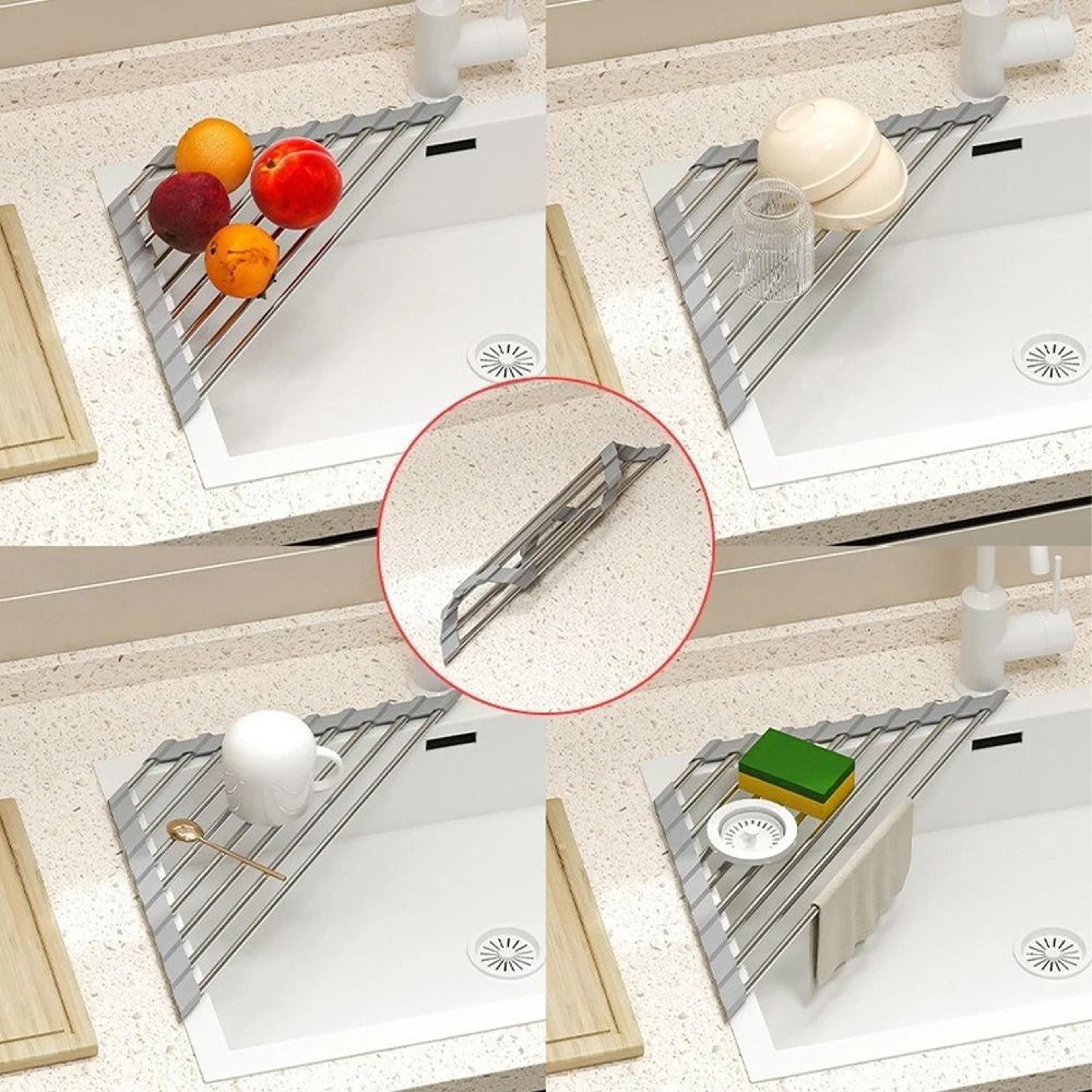RollUp Triangle Dish Drying Rack  OvertheSink Kitchen Corner Organizer 2