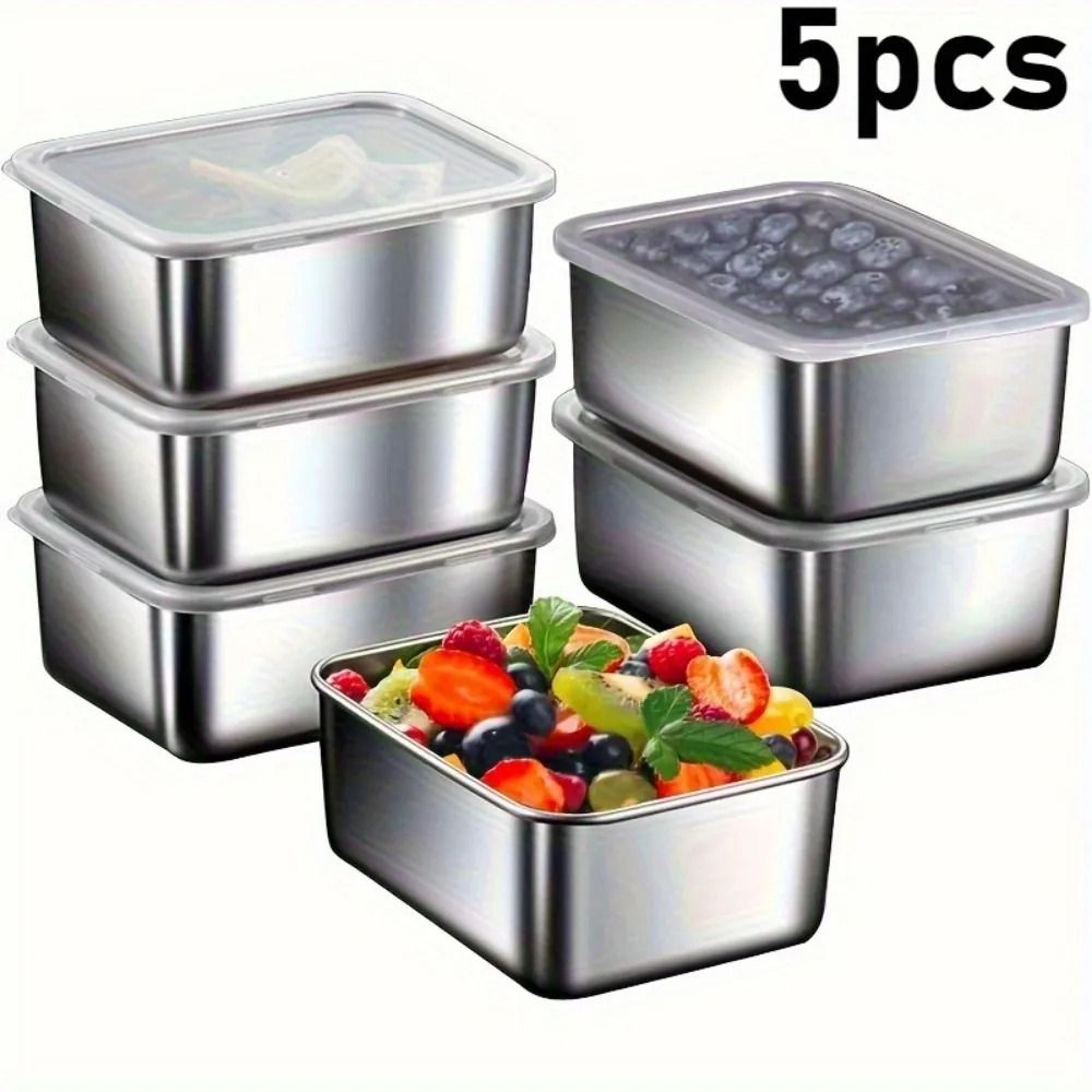 5pc stainless steel food storage containers set - airtight bpa-free meal prep lunch boxes