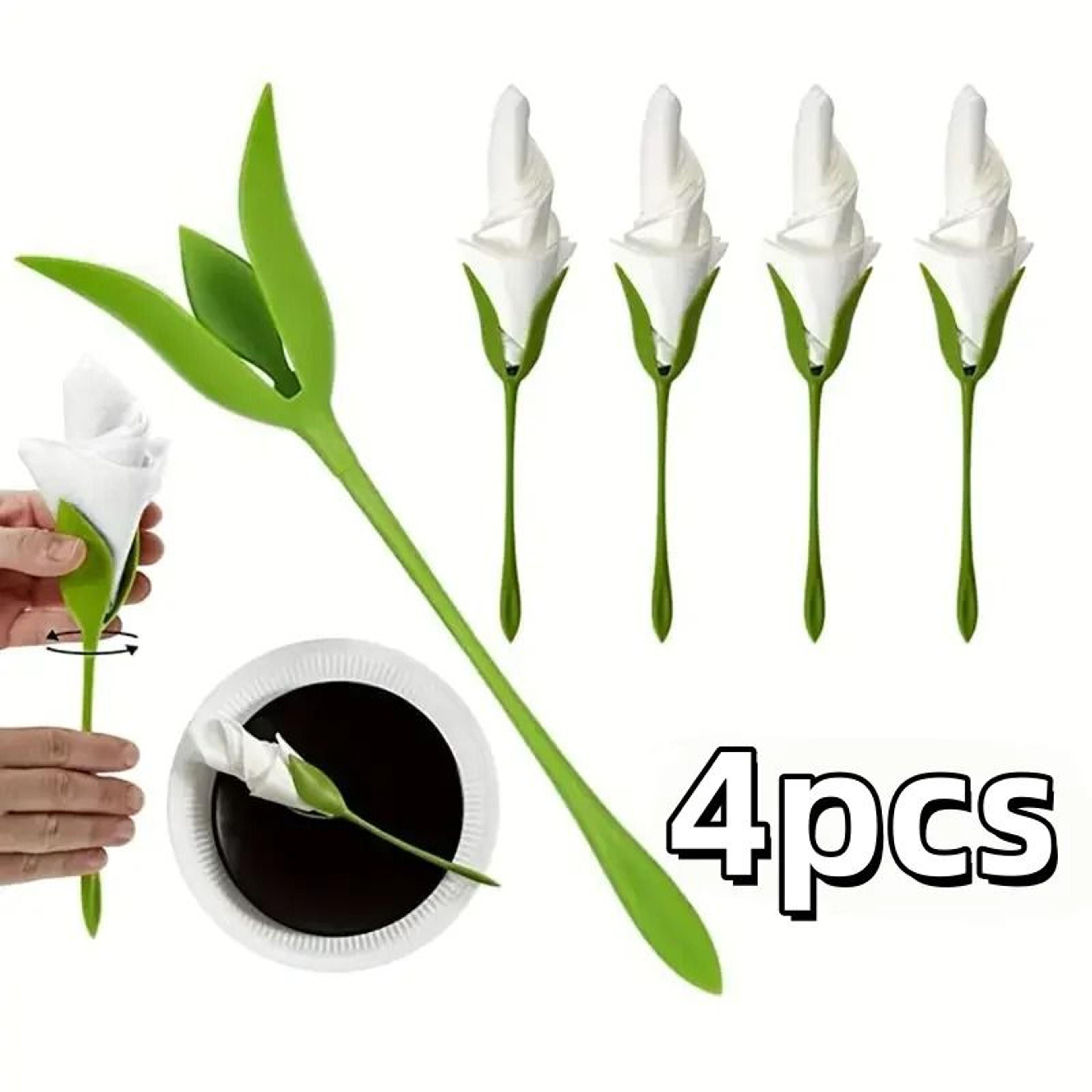 romantic bloom napkin holder stem - origami rose flower folding tool & table decoration