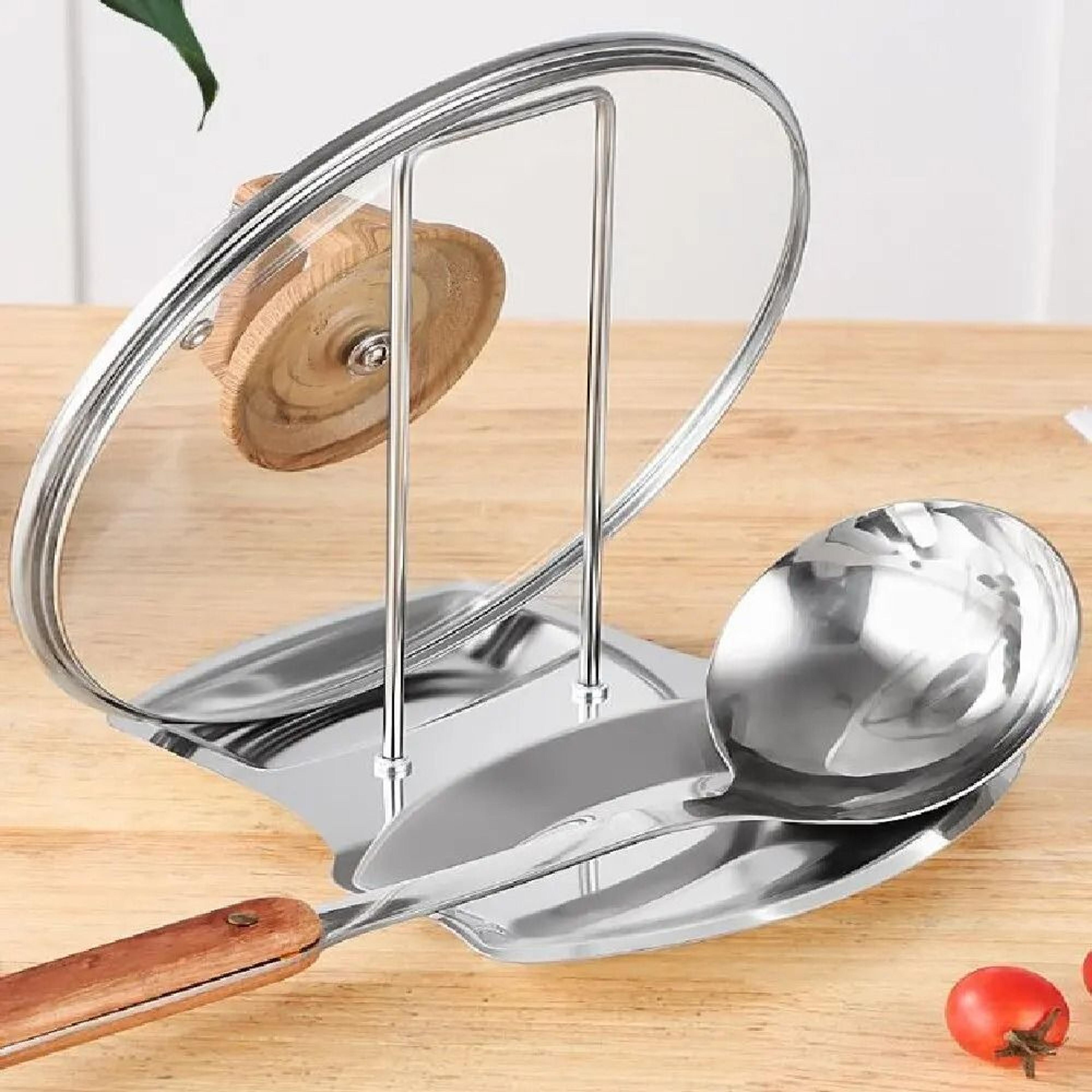 Stainless Steel Pot Lid Holder  Kitchen Storage Rack  MultiFunctional Countertop Organizer 2