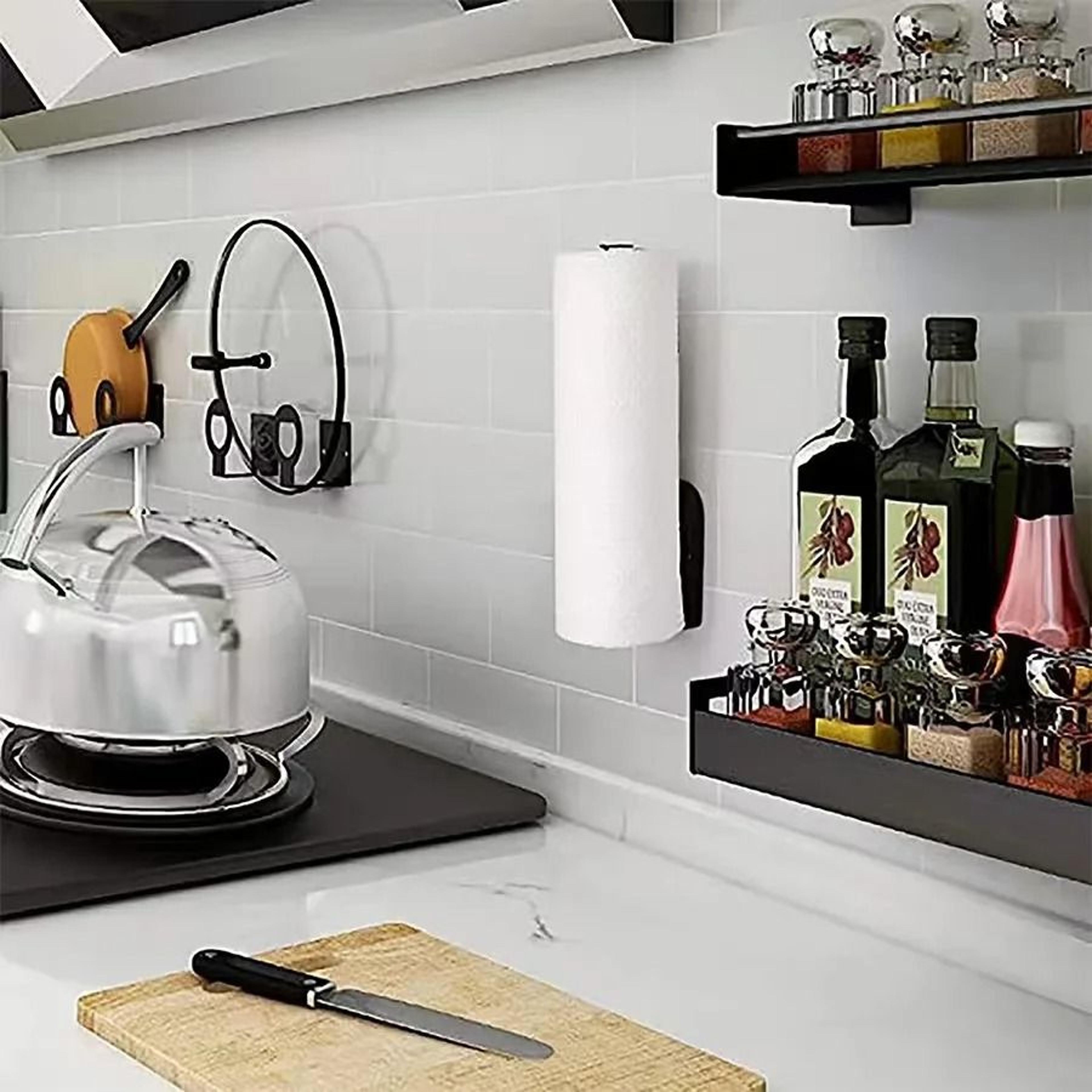 Adhesive Kitchen Paper Towel Holder  UnderCabinet Wall Mount Toilet Roll Tissue Hanger 2