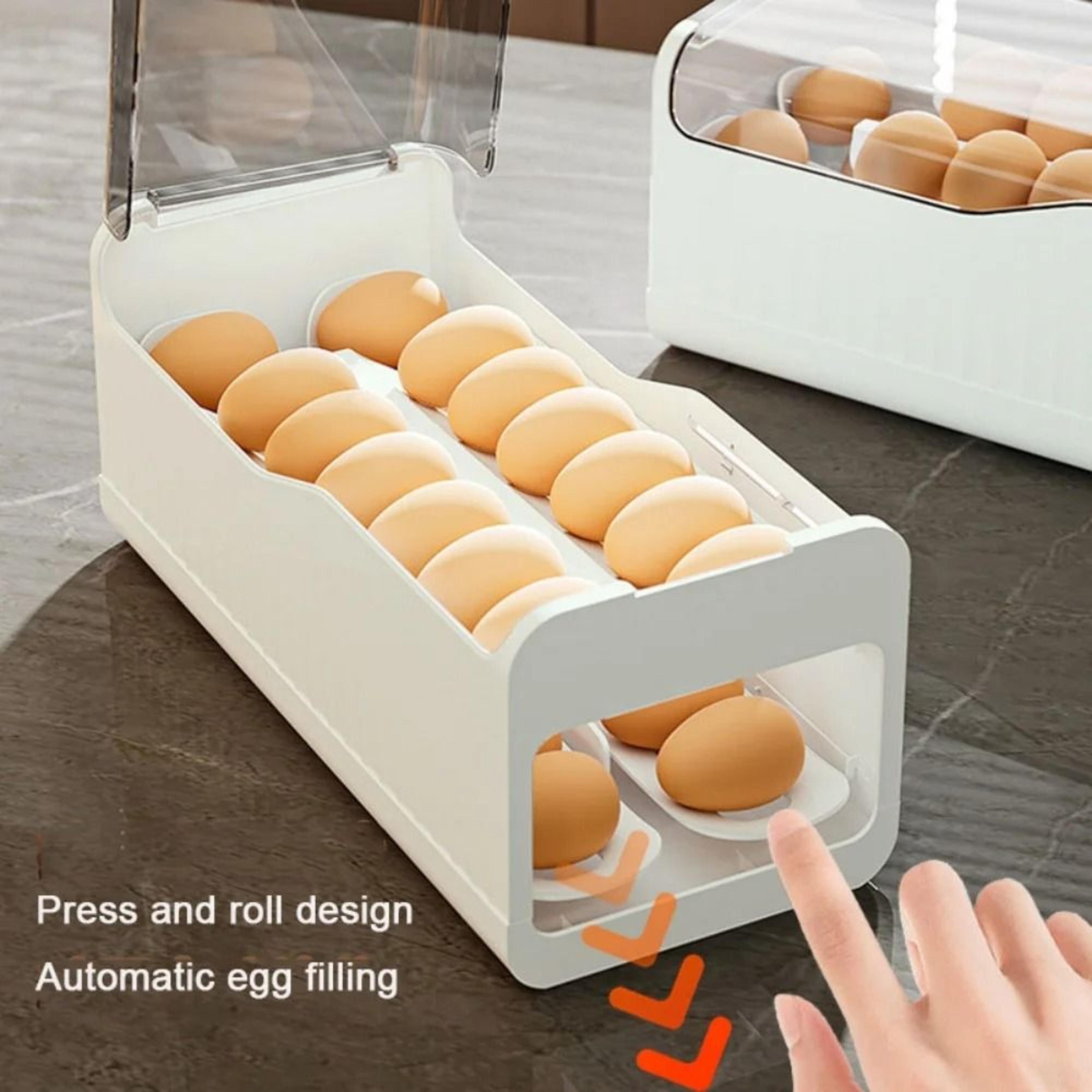 Automatic Scrolling Egg Storage Box  LargeCapacity Rolling Fridge Holder  Organizer 2