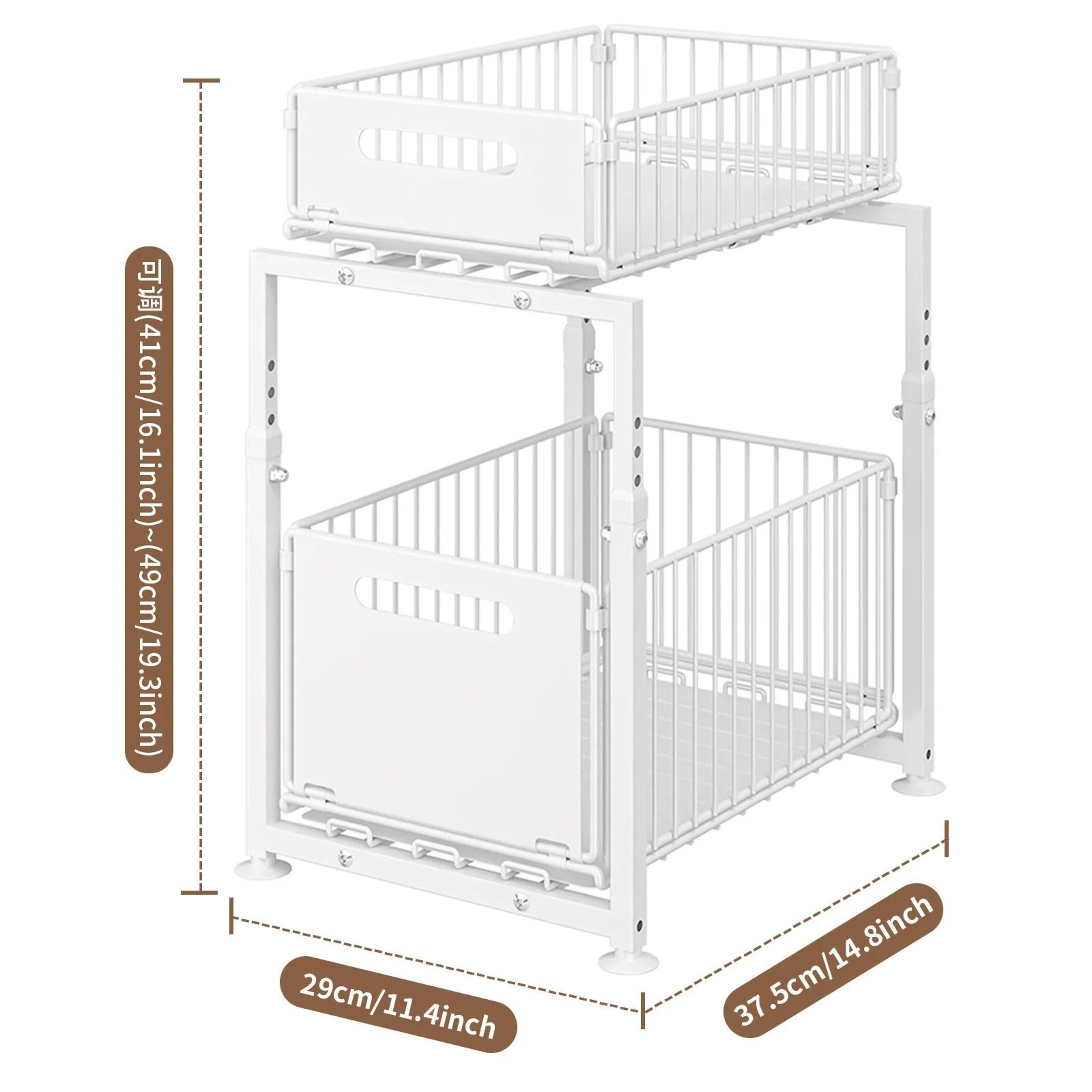 DoubleLayer PullOut UnderSink Organizer  HeightAdjustable Kitchen  Cabinet Storage Rack 5