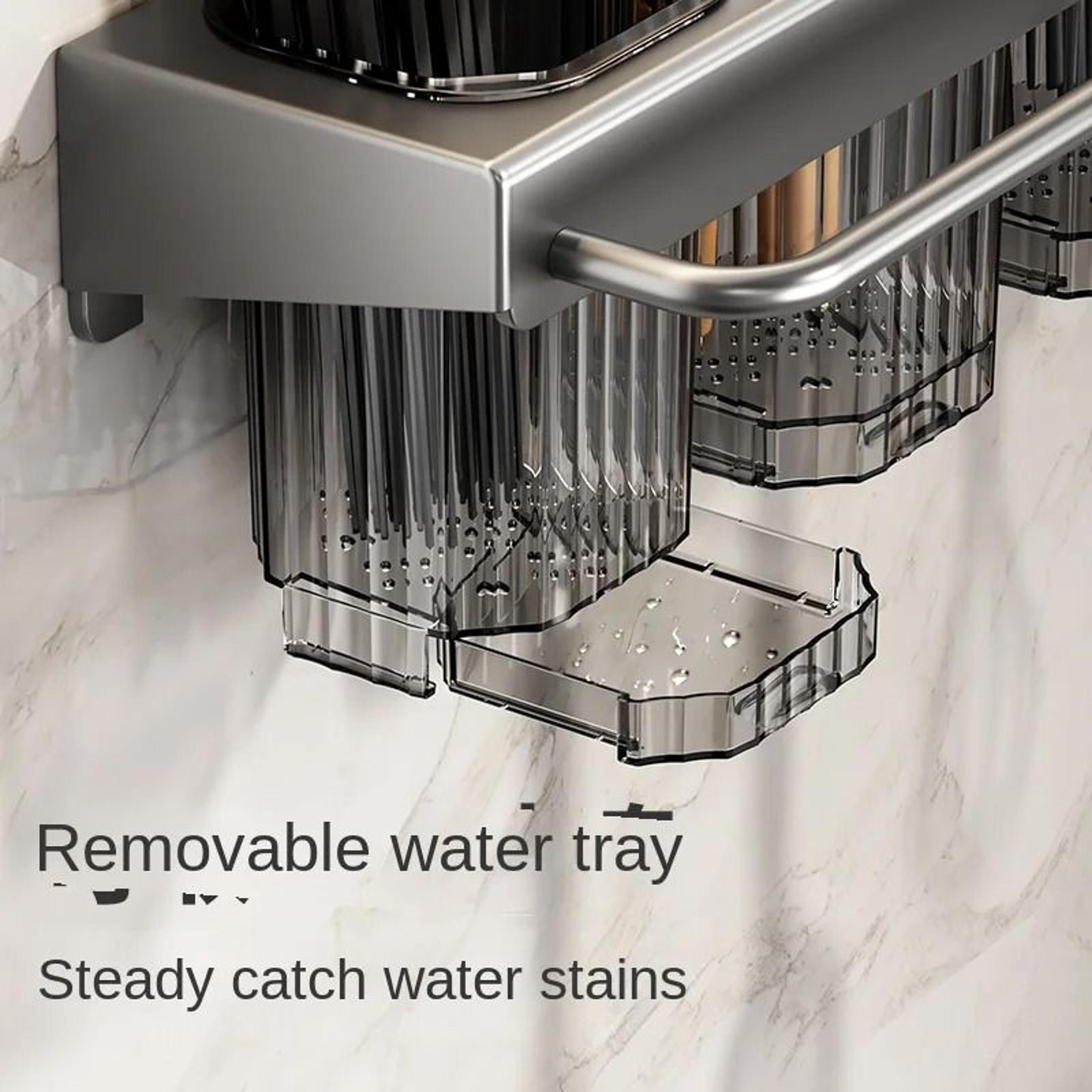 WallMounted Multifunctional Kitchen Knife Rack  Integrated Utensil Holder  Chopstick Tube 5