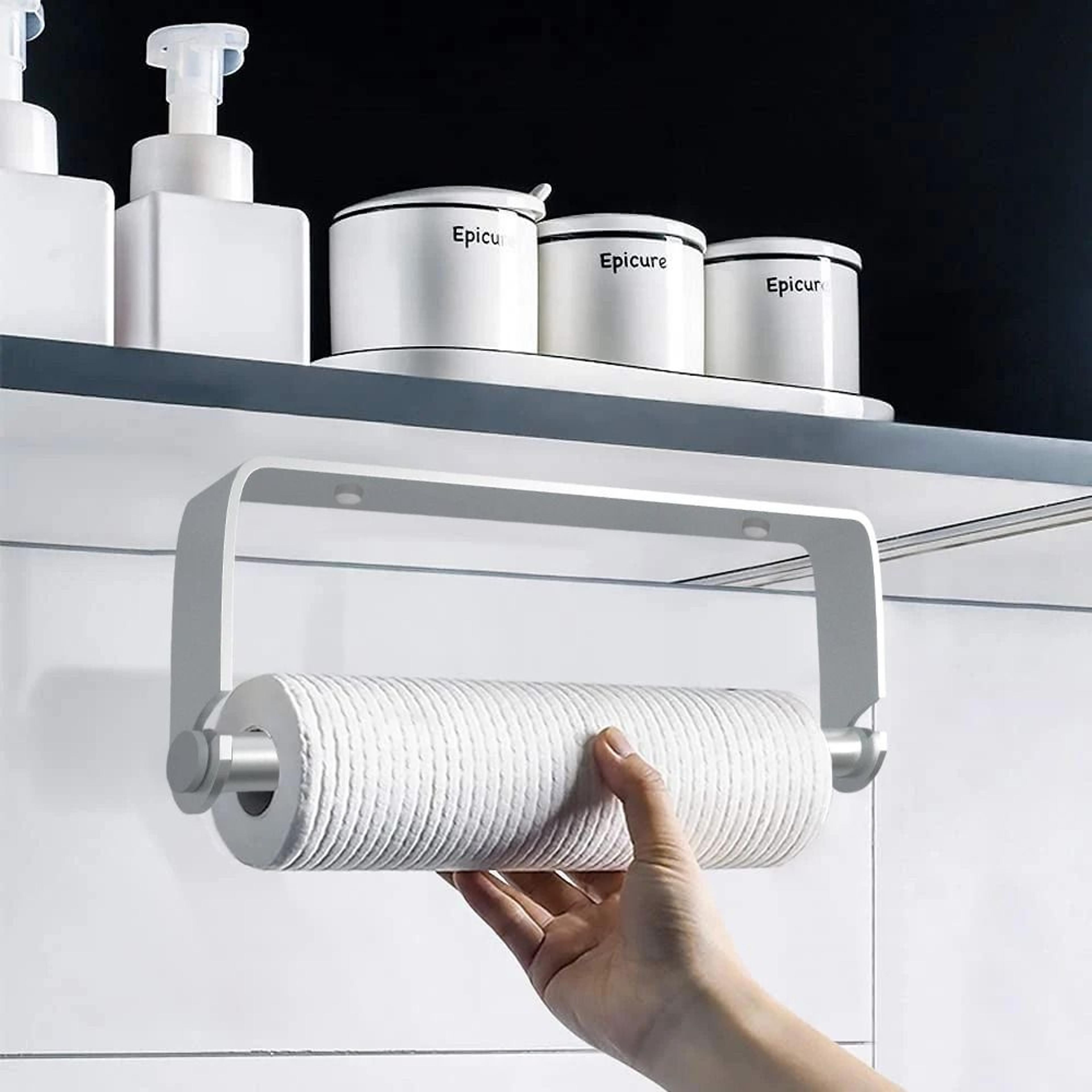 stainless steel kitchen paper holder - premium wall-mounted plastic wrap dispenser & organizer caddy