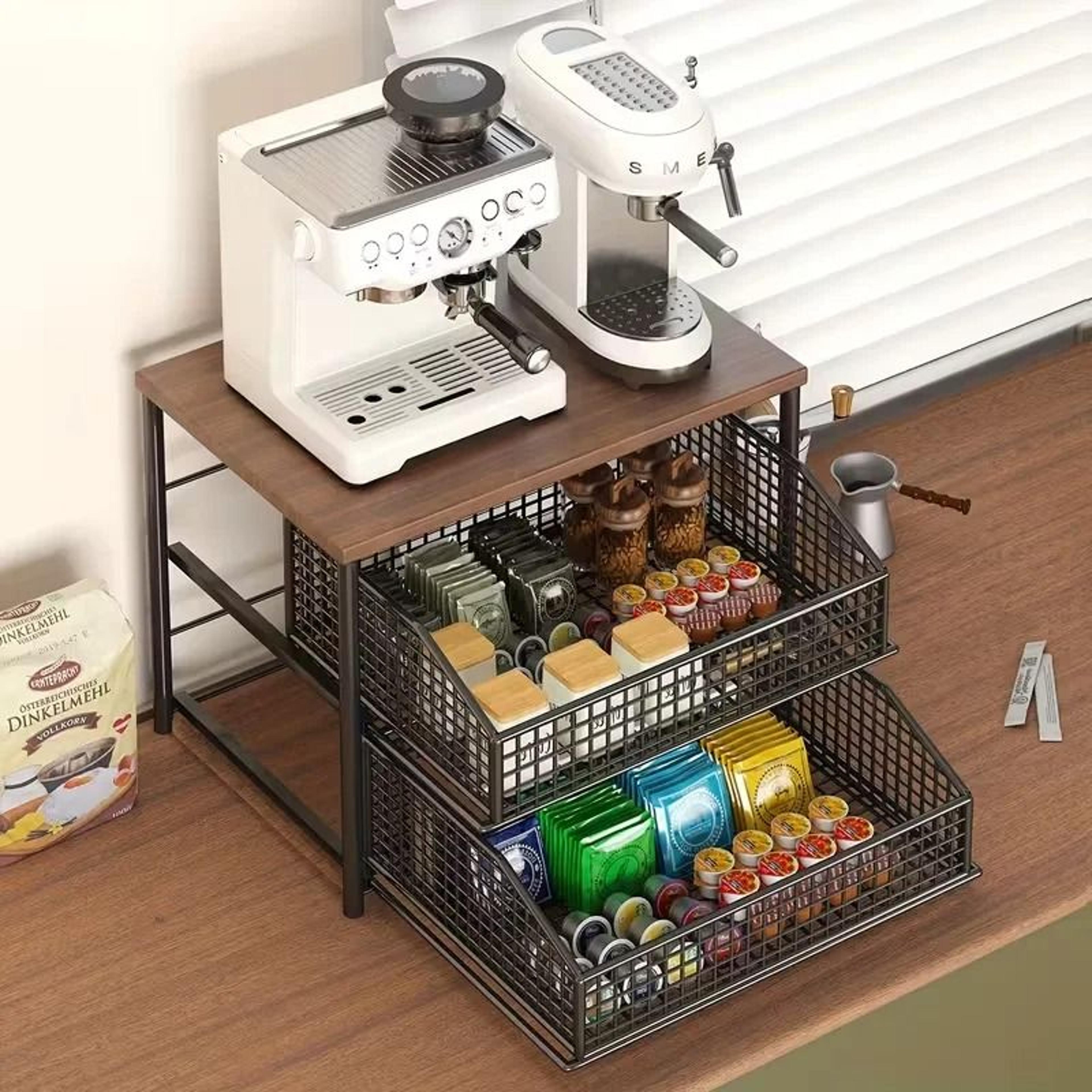 MultiLayer Countertop Storage Rack  HeavyDuty Metal Kitchen Organizer With Sliding Drawers  Baskets 2