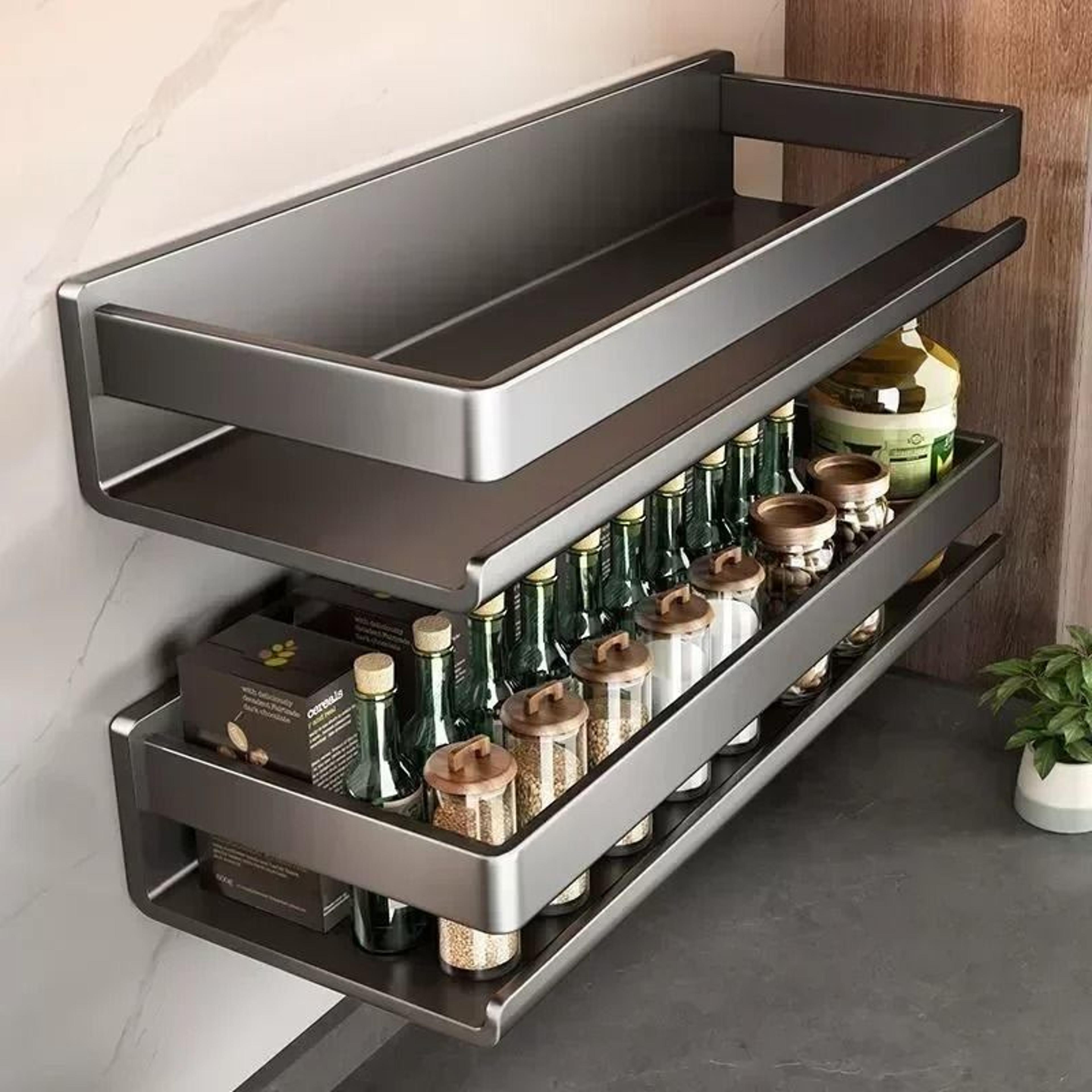 WallMounted Metal Spice Rack  Multifunctional Condiment Storage Organizer With Kitchen Accessory Ho 0