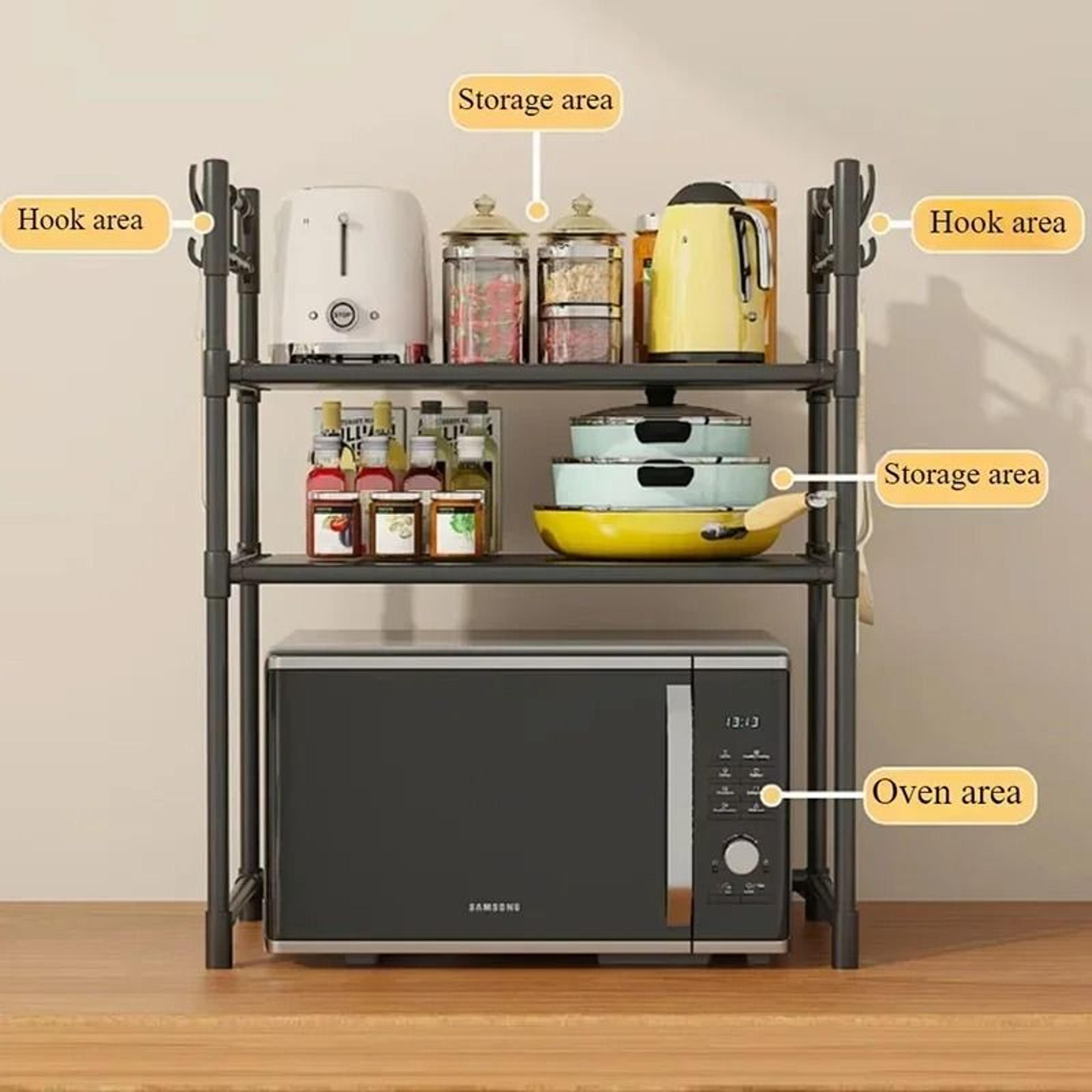 MultiLayer Countertop Microwave Rack  Premium Standing Kitchen Organizer  Seasoning Shelf 2