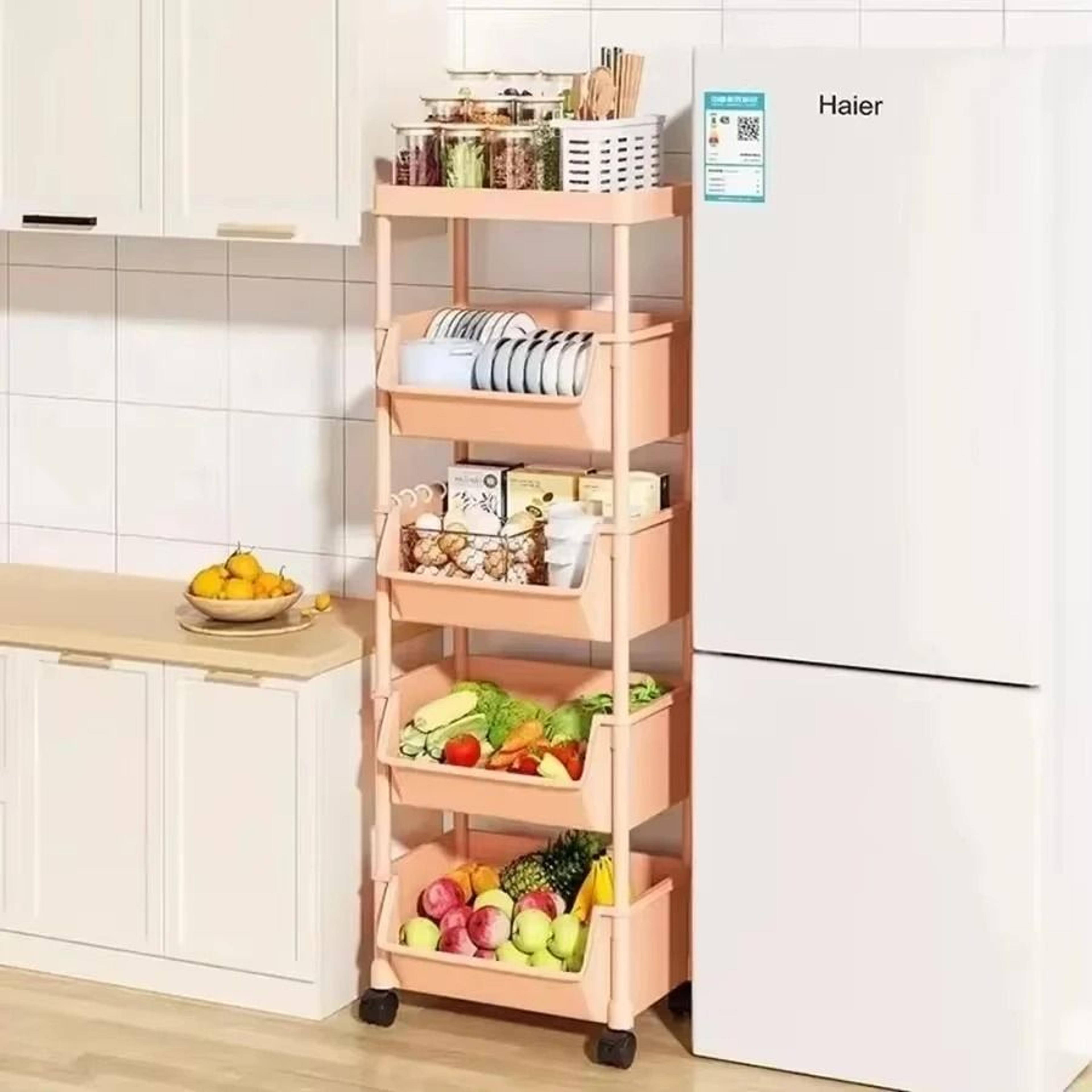 Multifunctional Rolling Storage Cart  Slim Mobile Utility Snack Rack  Organizer Tower 2