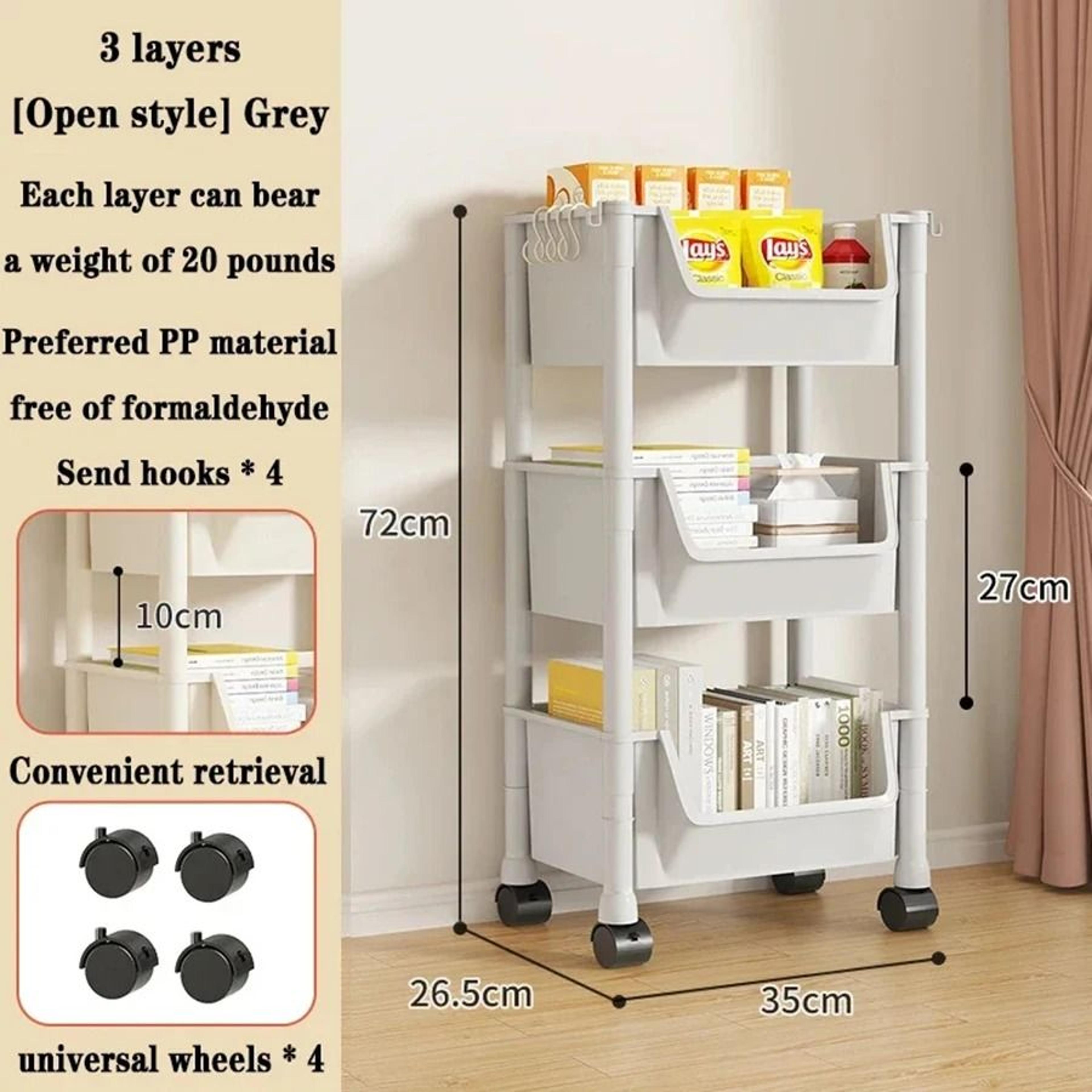Multifunctional Rolling Storage Cart  Slim Mobile Utility Snack Rack  Organizer Tower 7