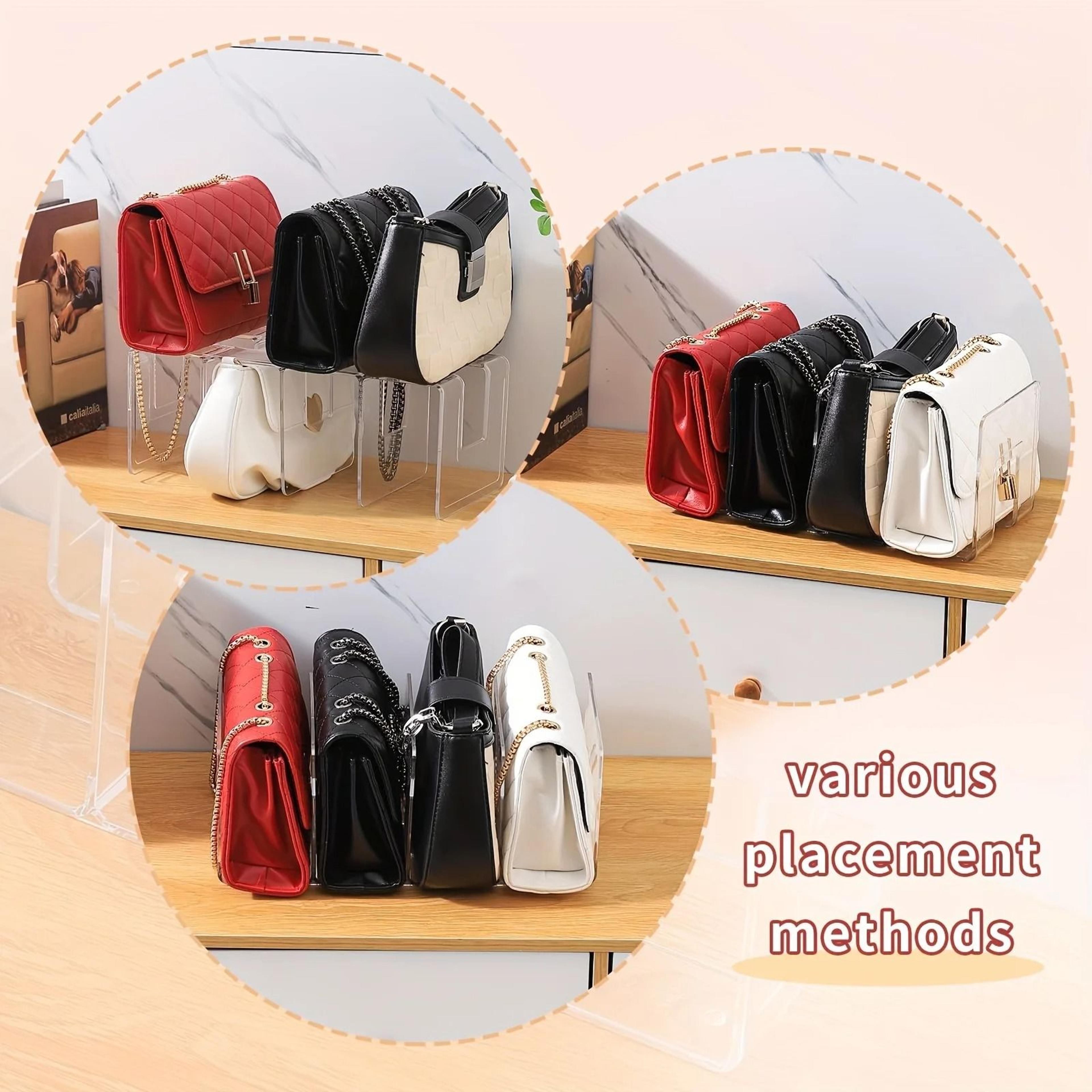 Clear Plastic Purse  Handbag Shelf Divider Stand 2Pack 3