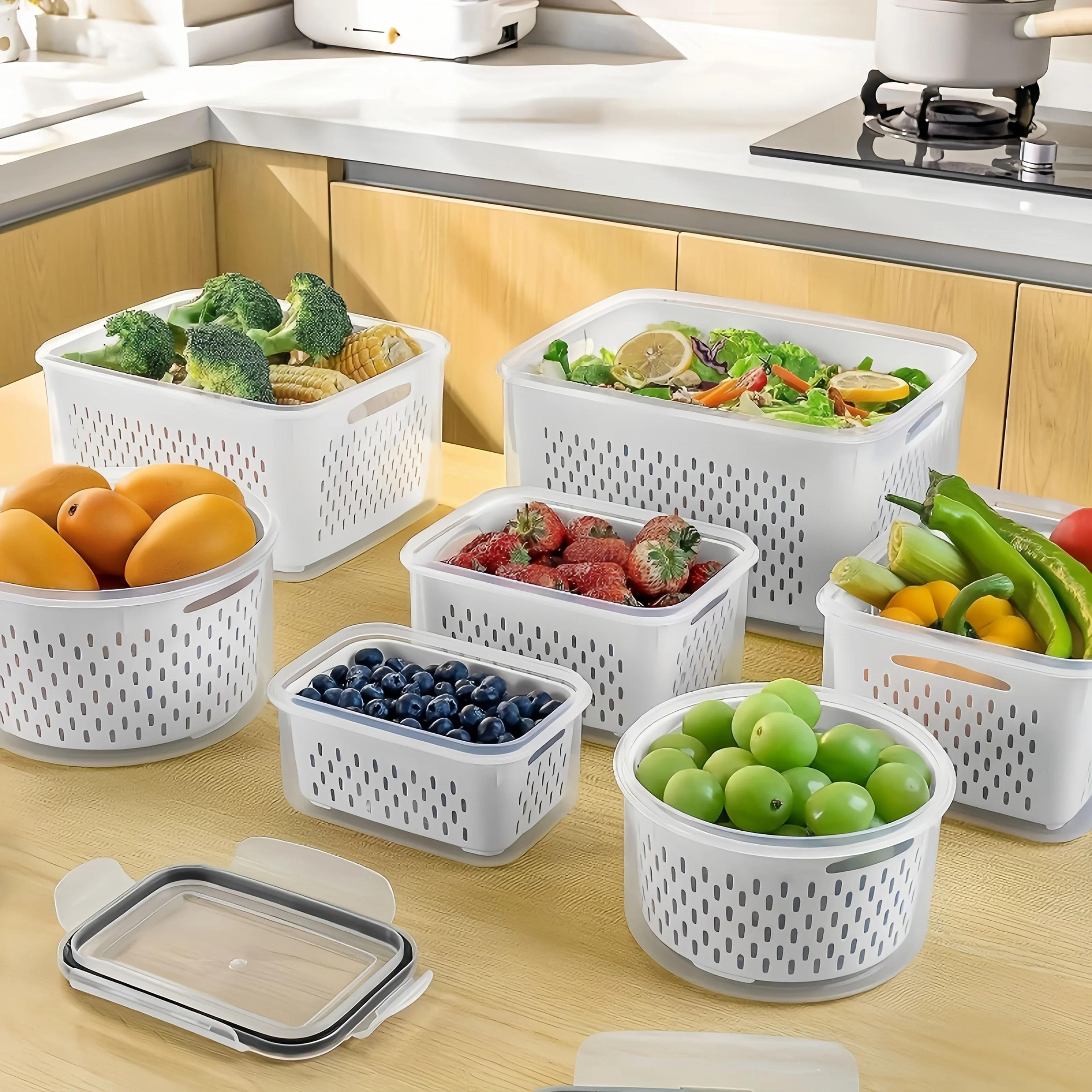 9Piece Fruit Storage Containers For Fridge With Removable Colander Set 0