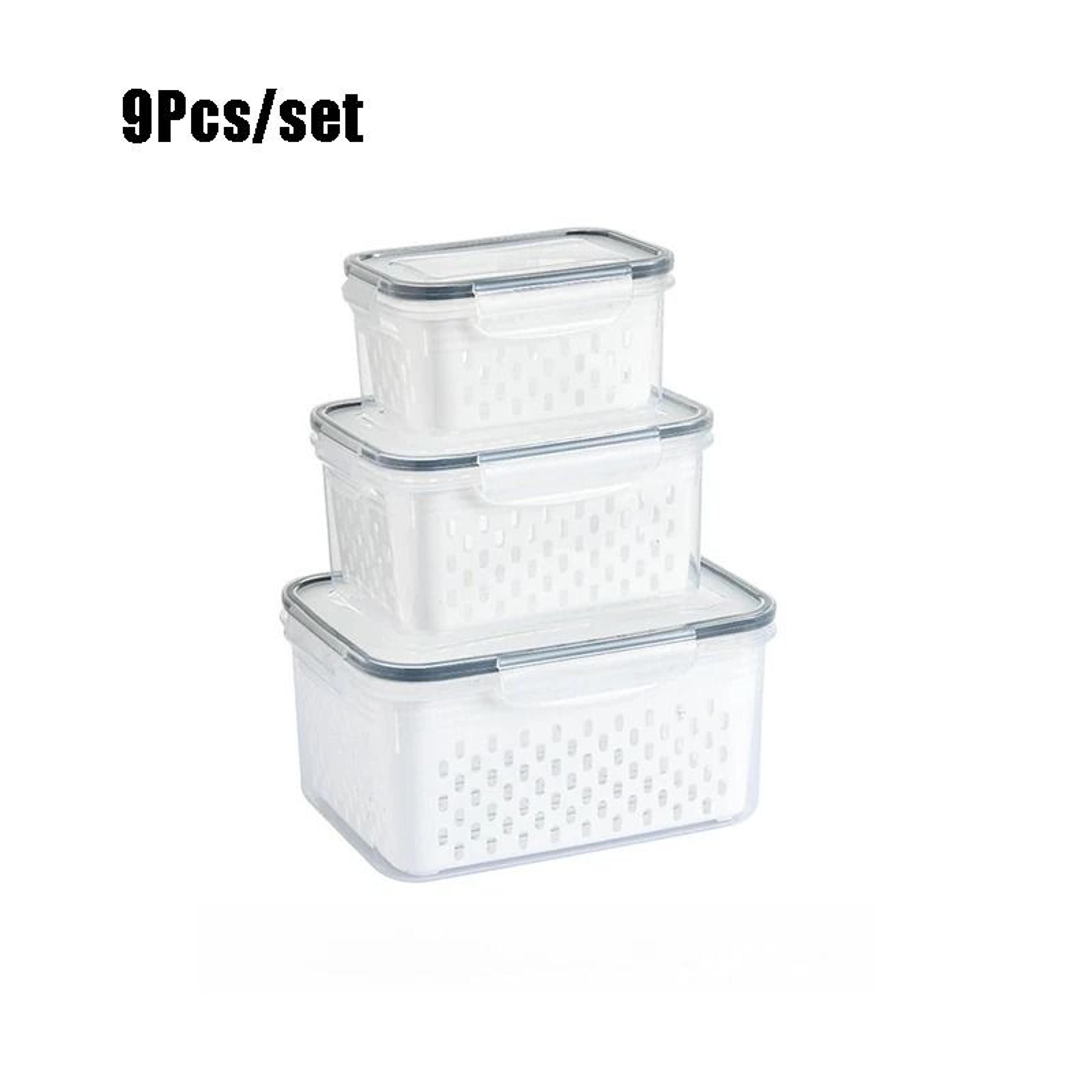 9Piece Fruit Storage Containers For Fridge With Removable Colander Set 6