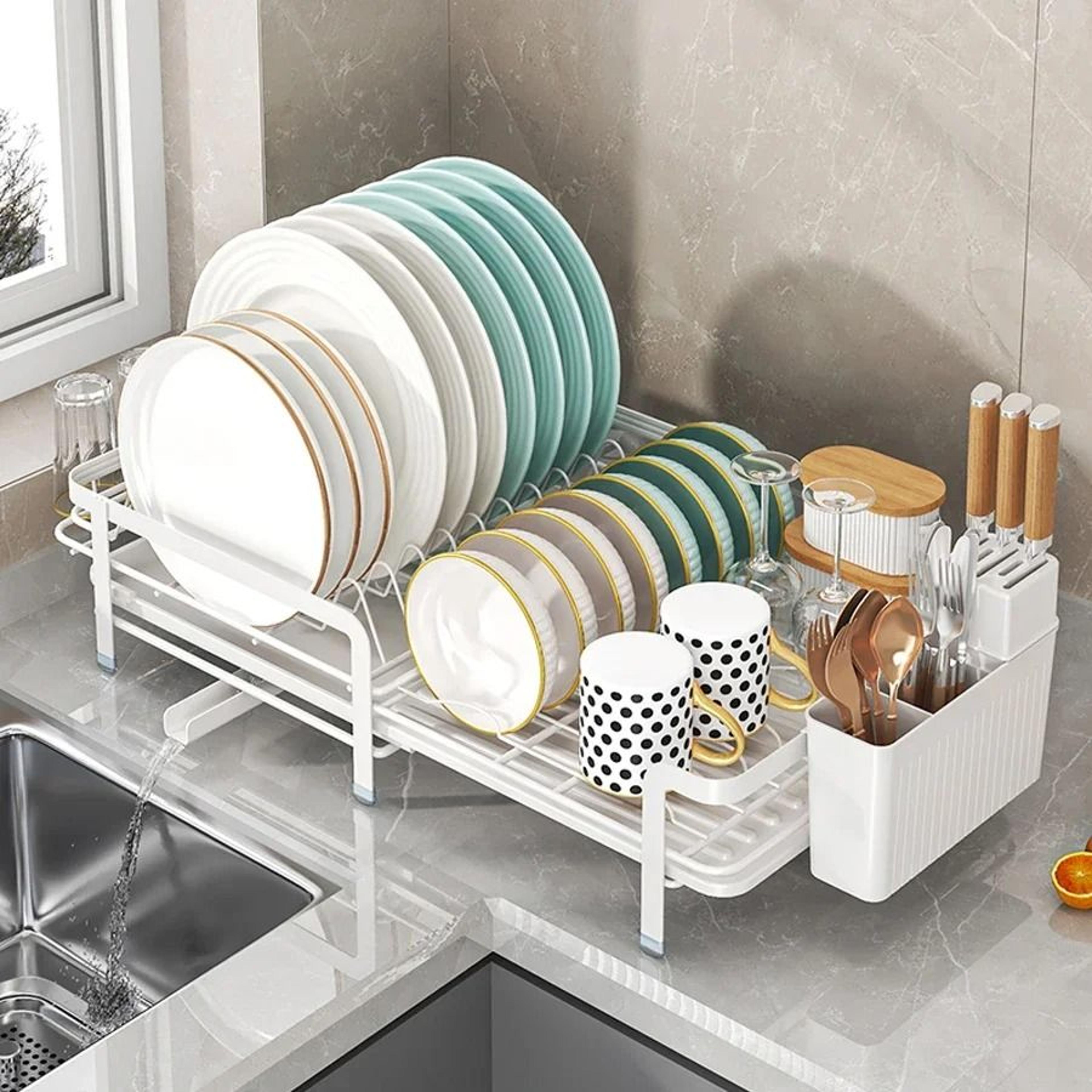 URluna Expandable HeavyDuty Dish Drainer Rack With Smart Drainboard 1