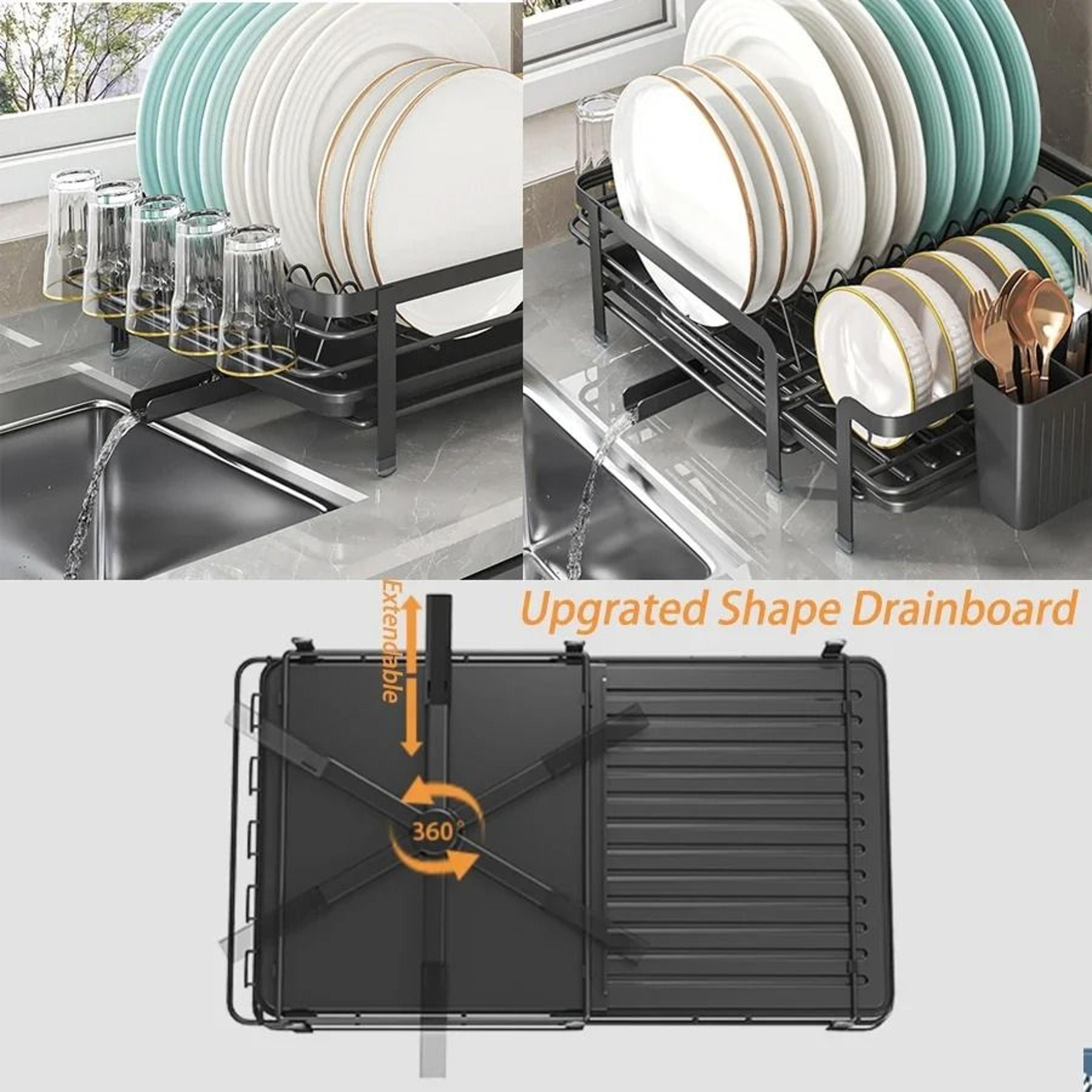 URluna Expandable HeavyDuty Dish Drainer Rack With Smart Drainboard 5