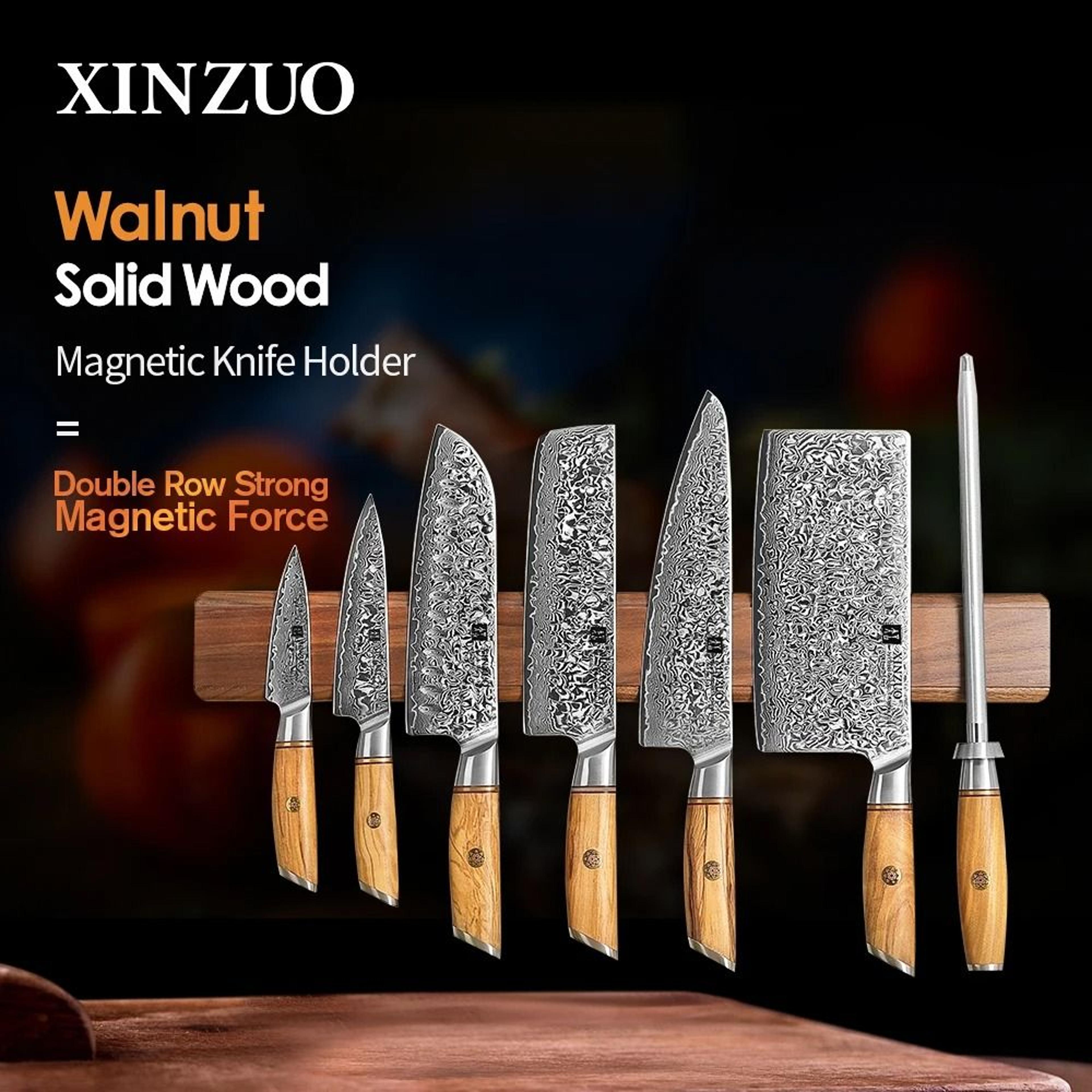 xinzuo premium 50cm handmade walnut wood magnetic knife holder strip