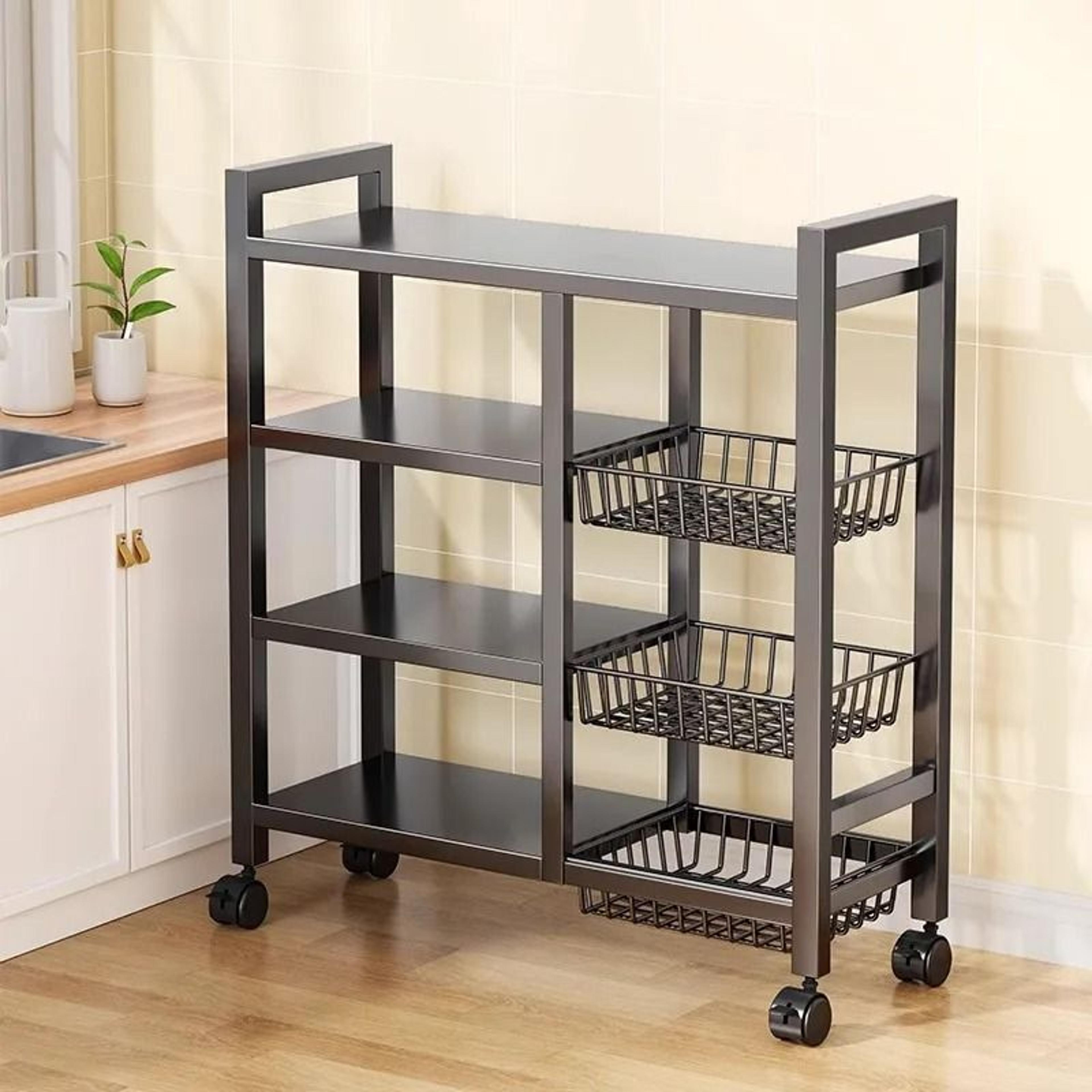 4Tier MultiFunctional Removable Black Metal Fruit  Vegetable Storage Rack 2