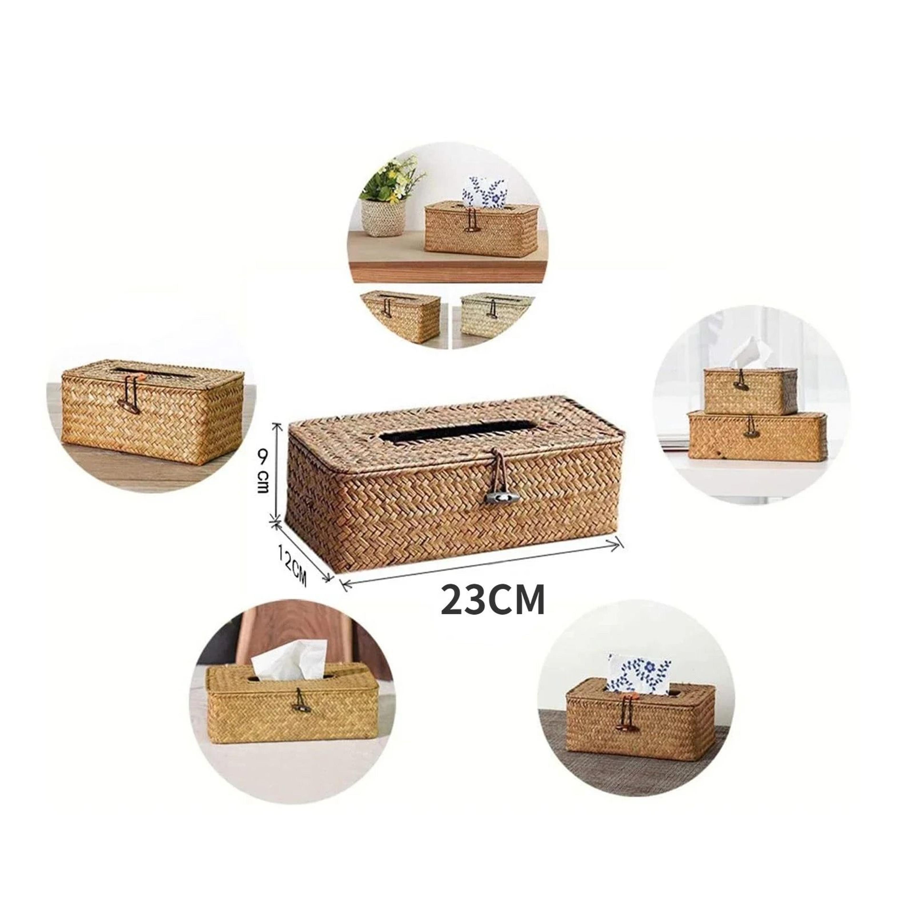 Handmade Natural Rattan Tissue Box Cover  Desktop Decoration Holder 5